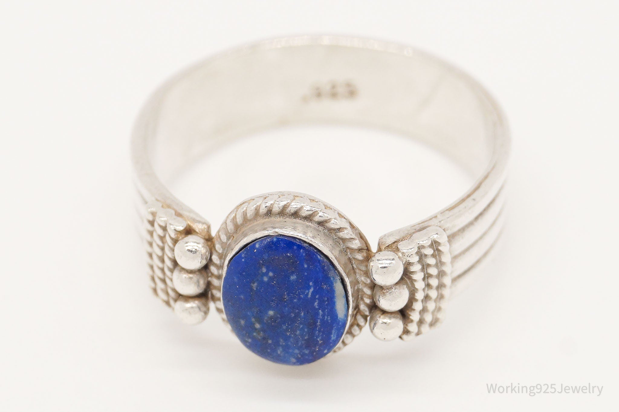 Vintage Lapis Lazuli Sterling Silver Ring - Size 9.5