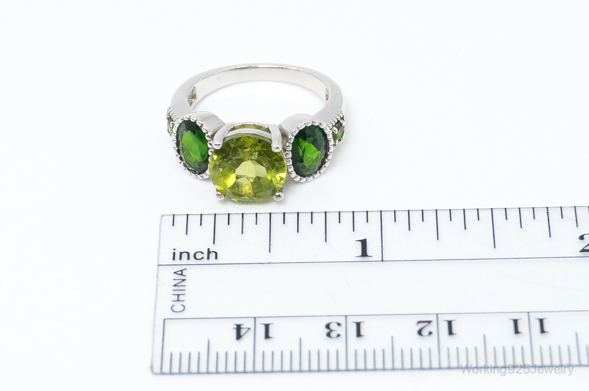 Vintage Designer Peridot Sterling Silver Ring - SZ 6