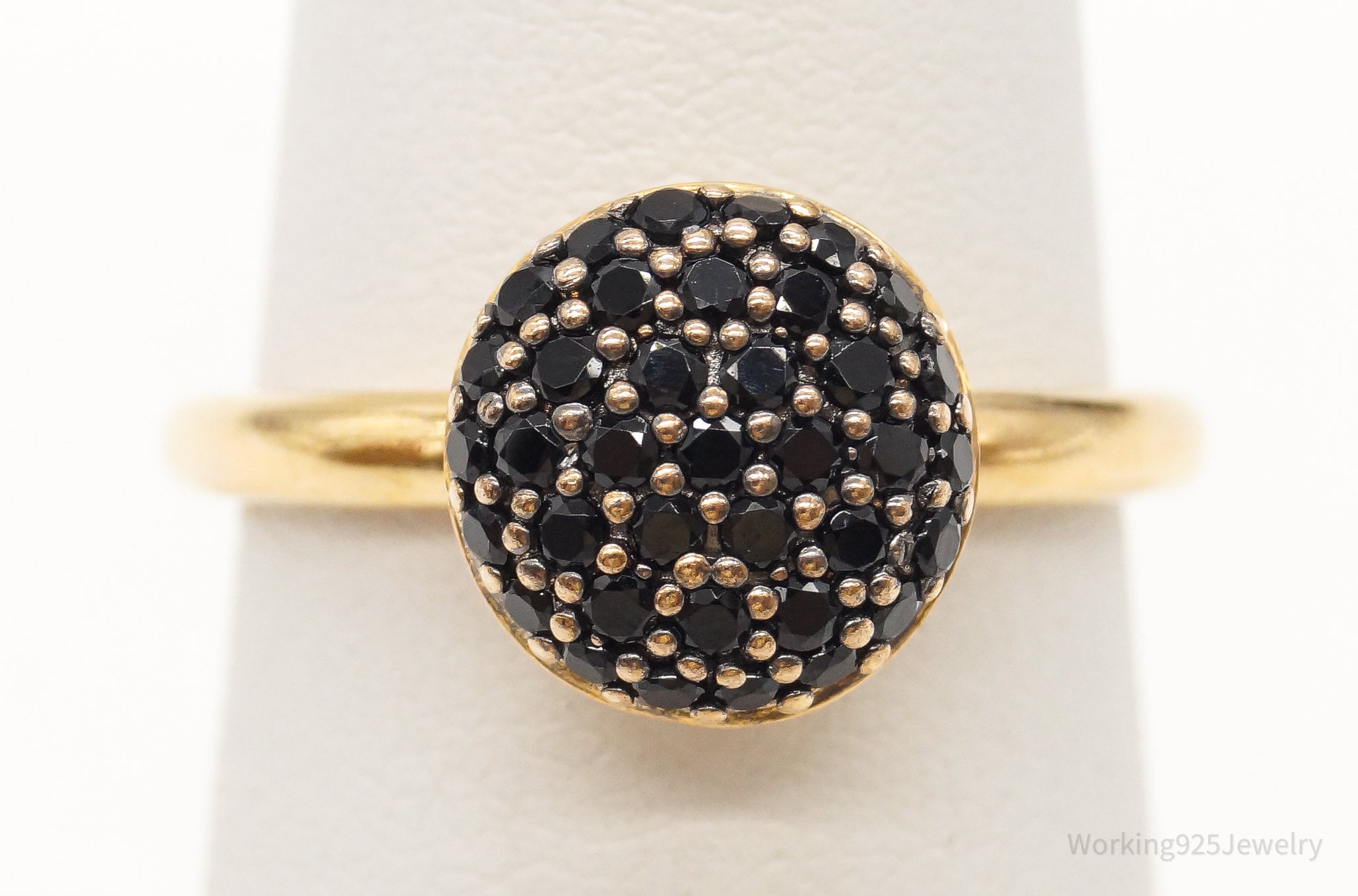 Franco Giaccari Black Cubic Zirconia 18K Gold Over Sterling Silver Ring SZ 6