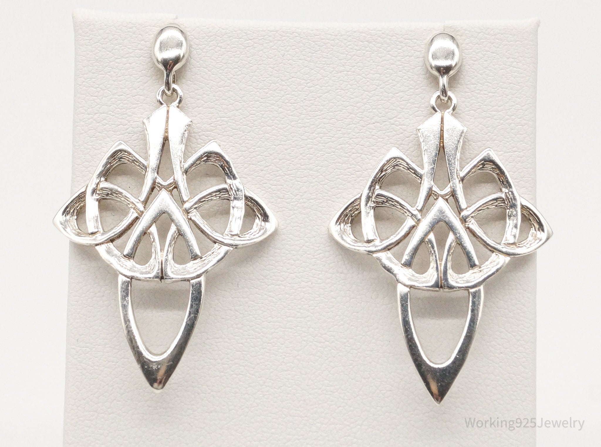 Vintage Celtic Knot Cross Sterling Silver Earrings