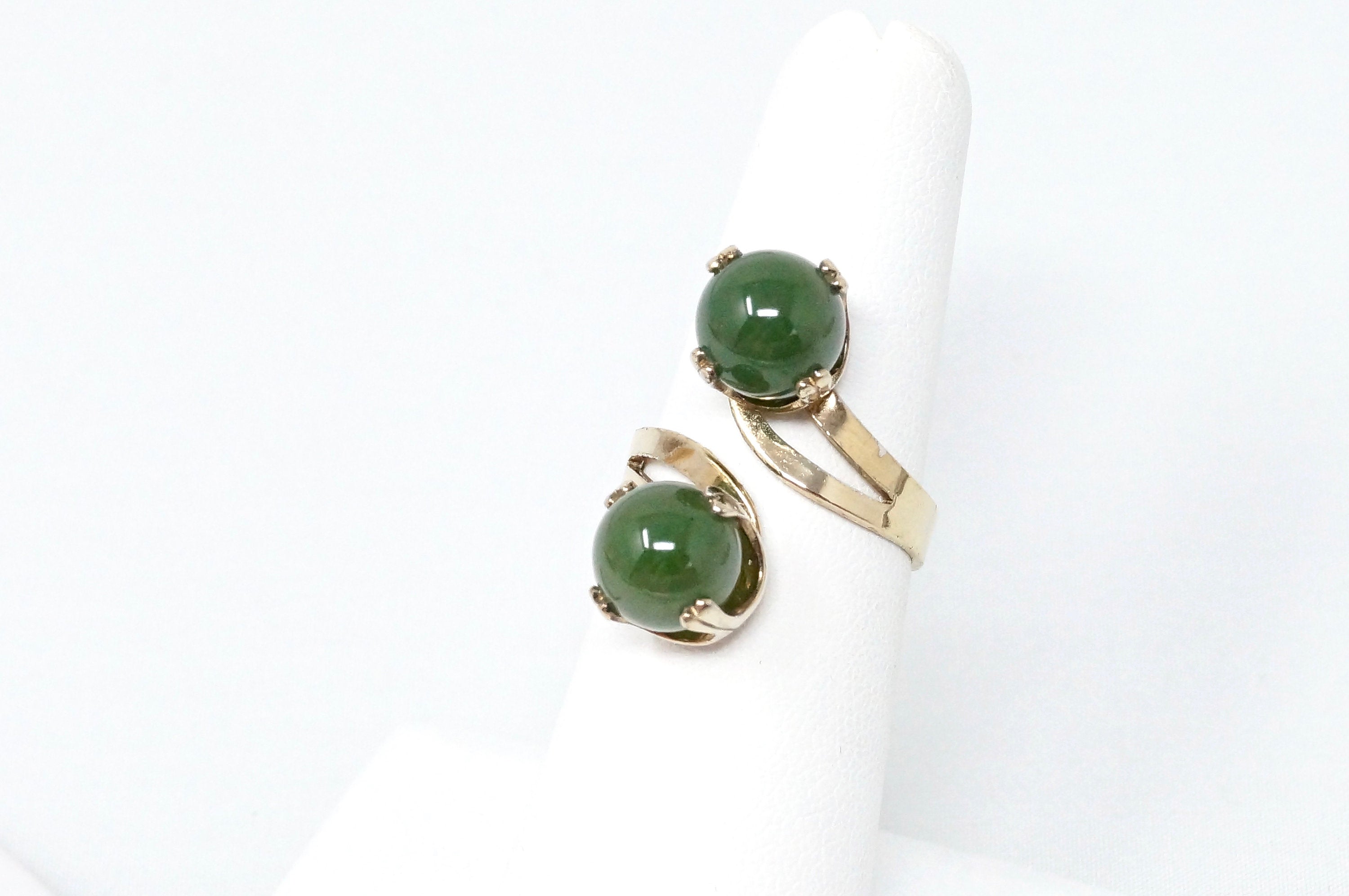 Antique Green Quartz Gold Vermeil Sterling Silver Wrap Adjustable Ring Sz 6