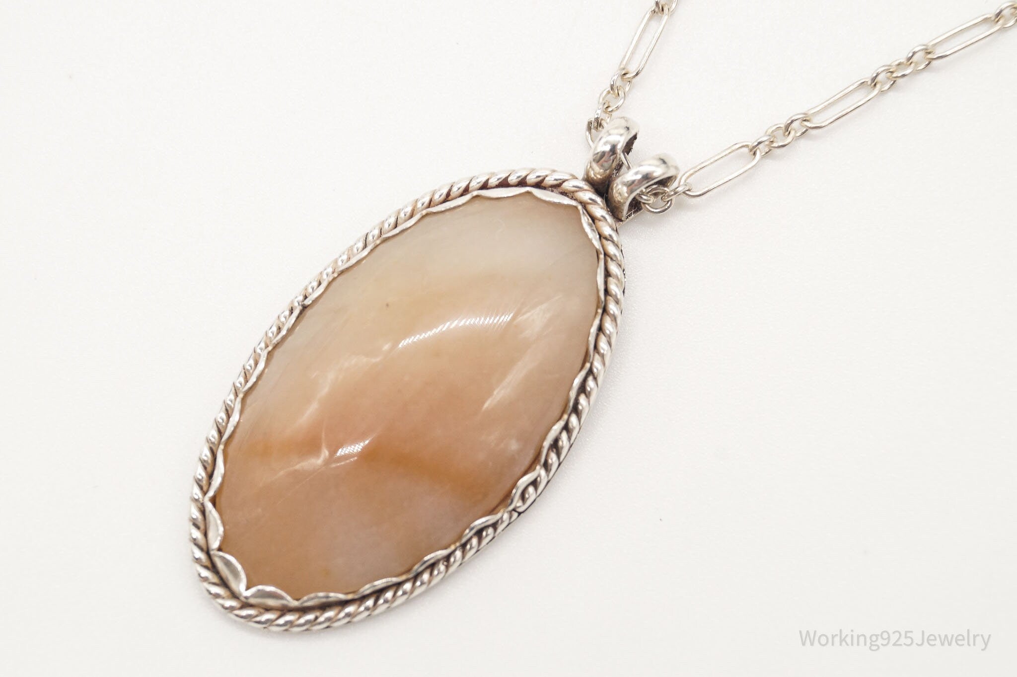 Antique Large Agate Sterling Silver Necklace