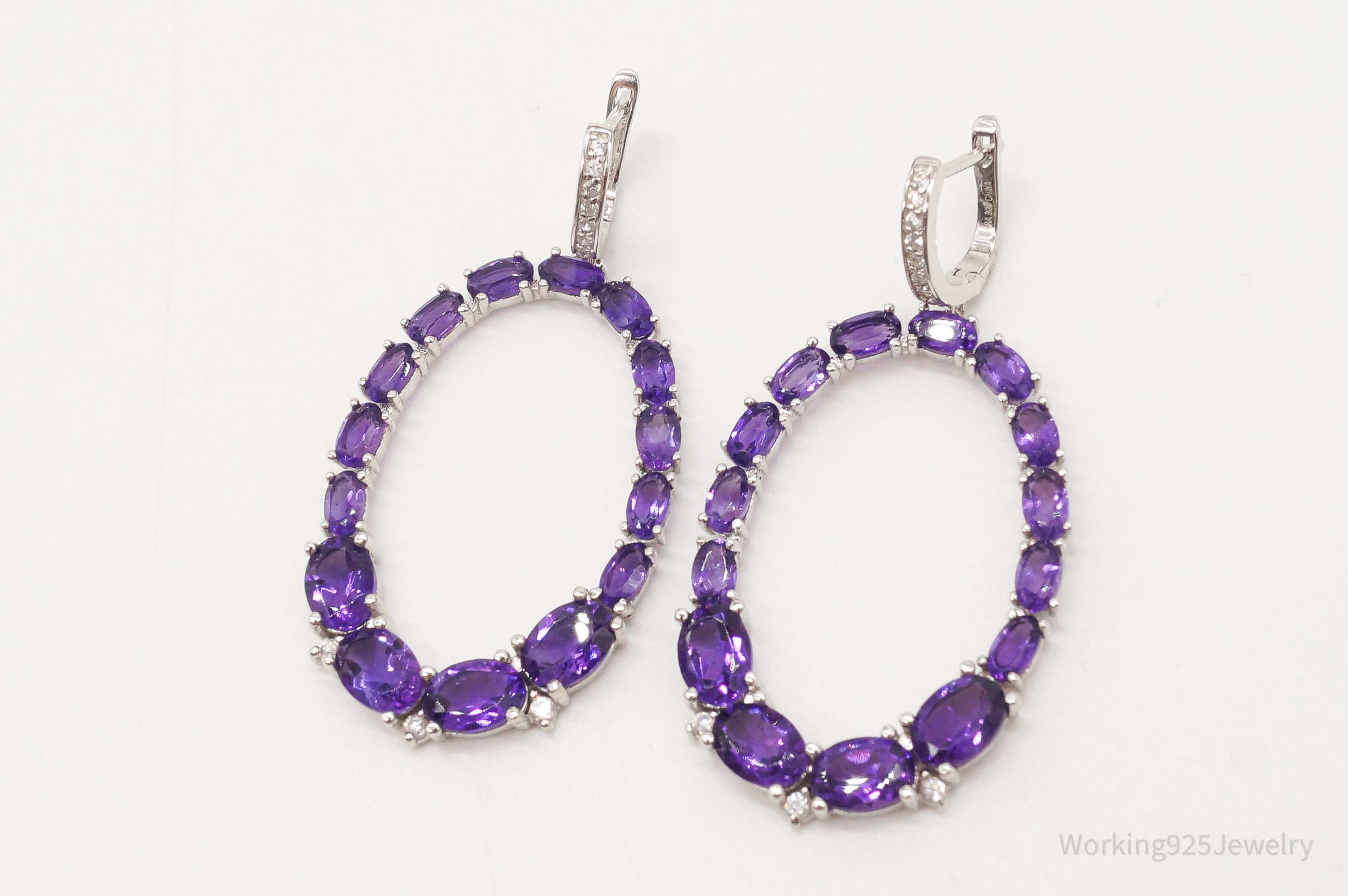 Designer AIRA Amethyst White Topaz Sterling Silver Earrings