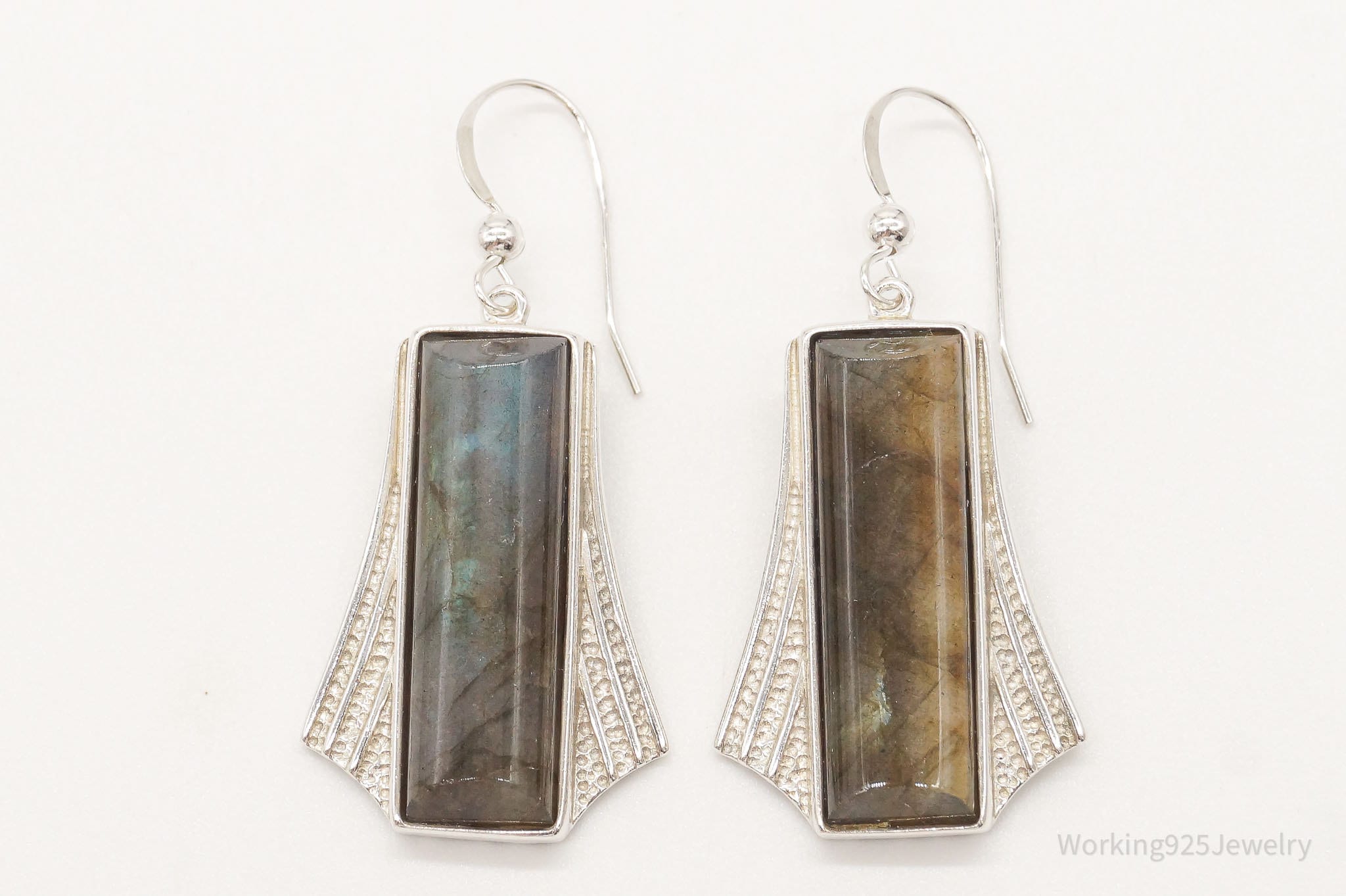 Vintage Designer DTR Labradorite Sterling Silver Earrings