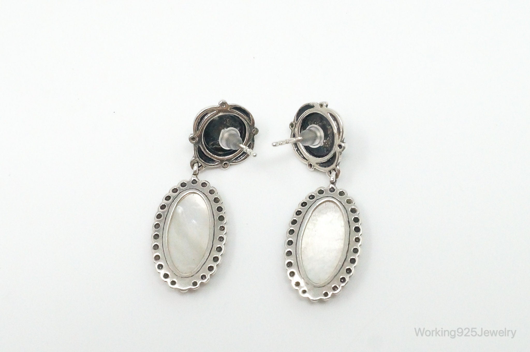 Native Carolyn Pollack Relios Grey Moonstone Mother Of Pearl S. Silver Earrings