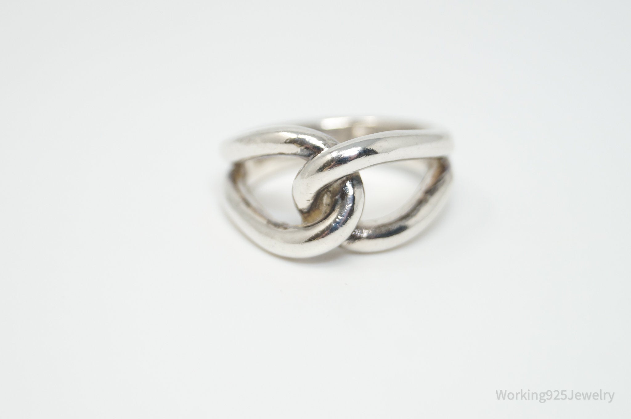 Vintage Cellini Modernist Link Sterling Silver Ring Sz 5.25