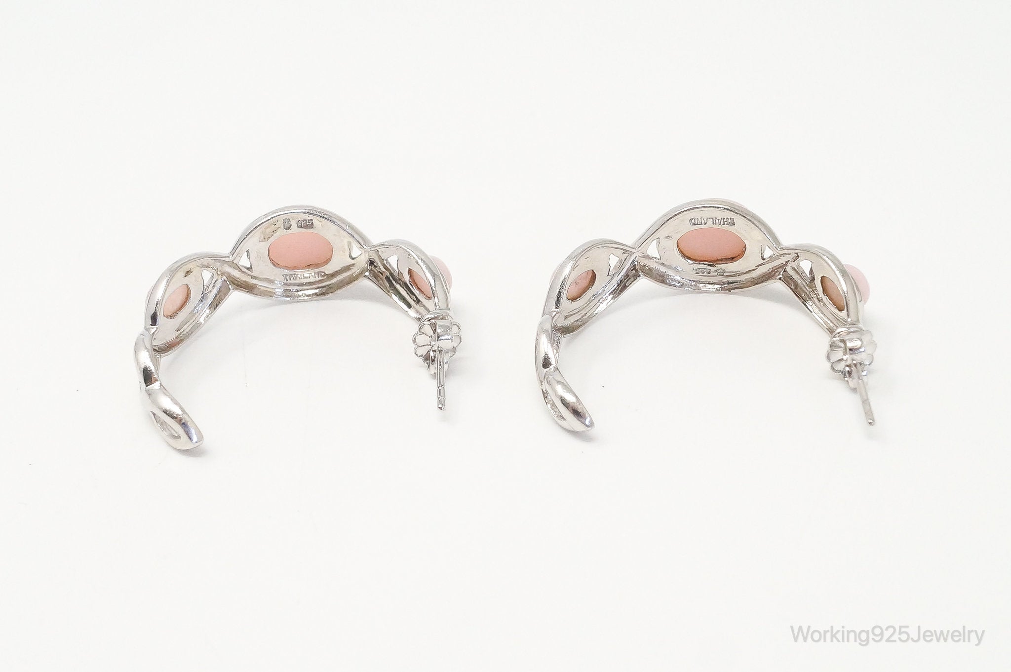 Designer Pink Chalcedony Sterling Silver Hoop Earrings