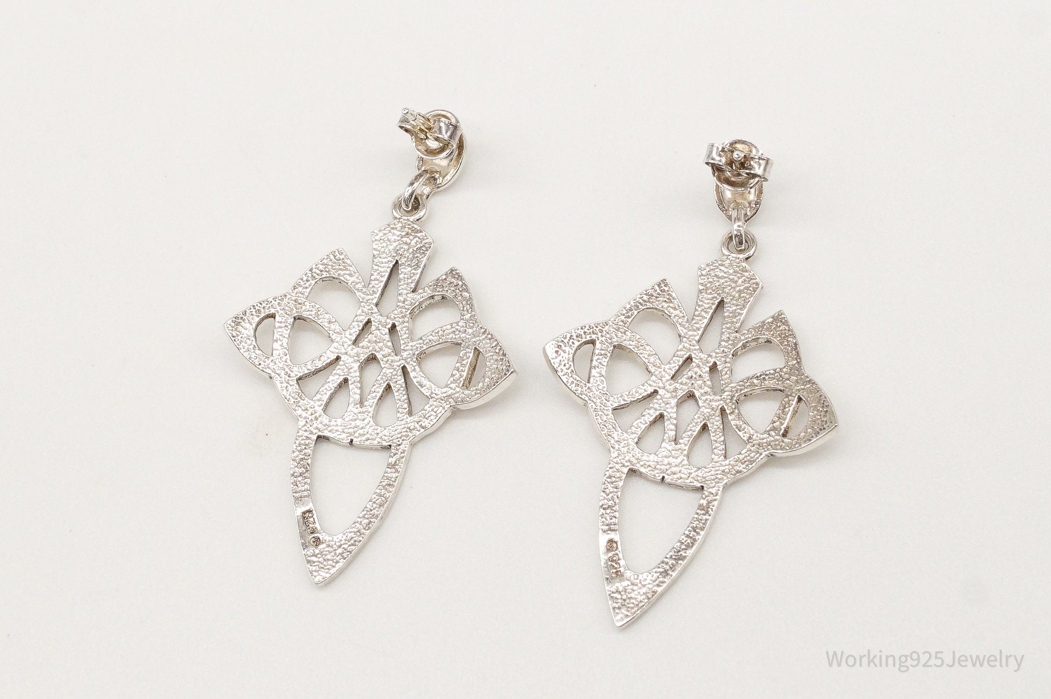 Vintage Celtic Knot Cross Sterling Silver Earrings