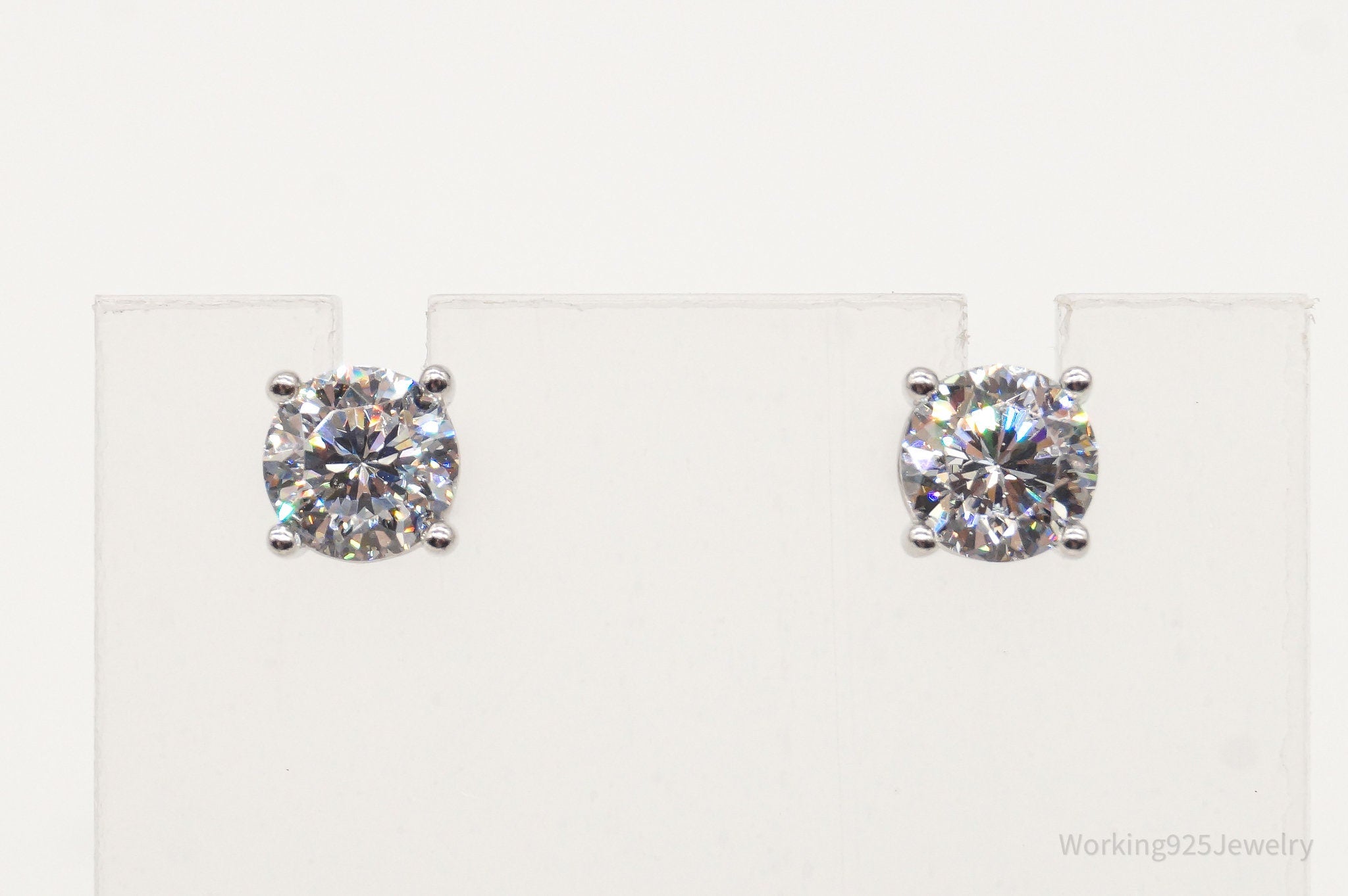 Vintage Cubic Zirconia Sterling Silver Stud Post Earrings