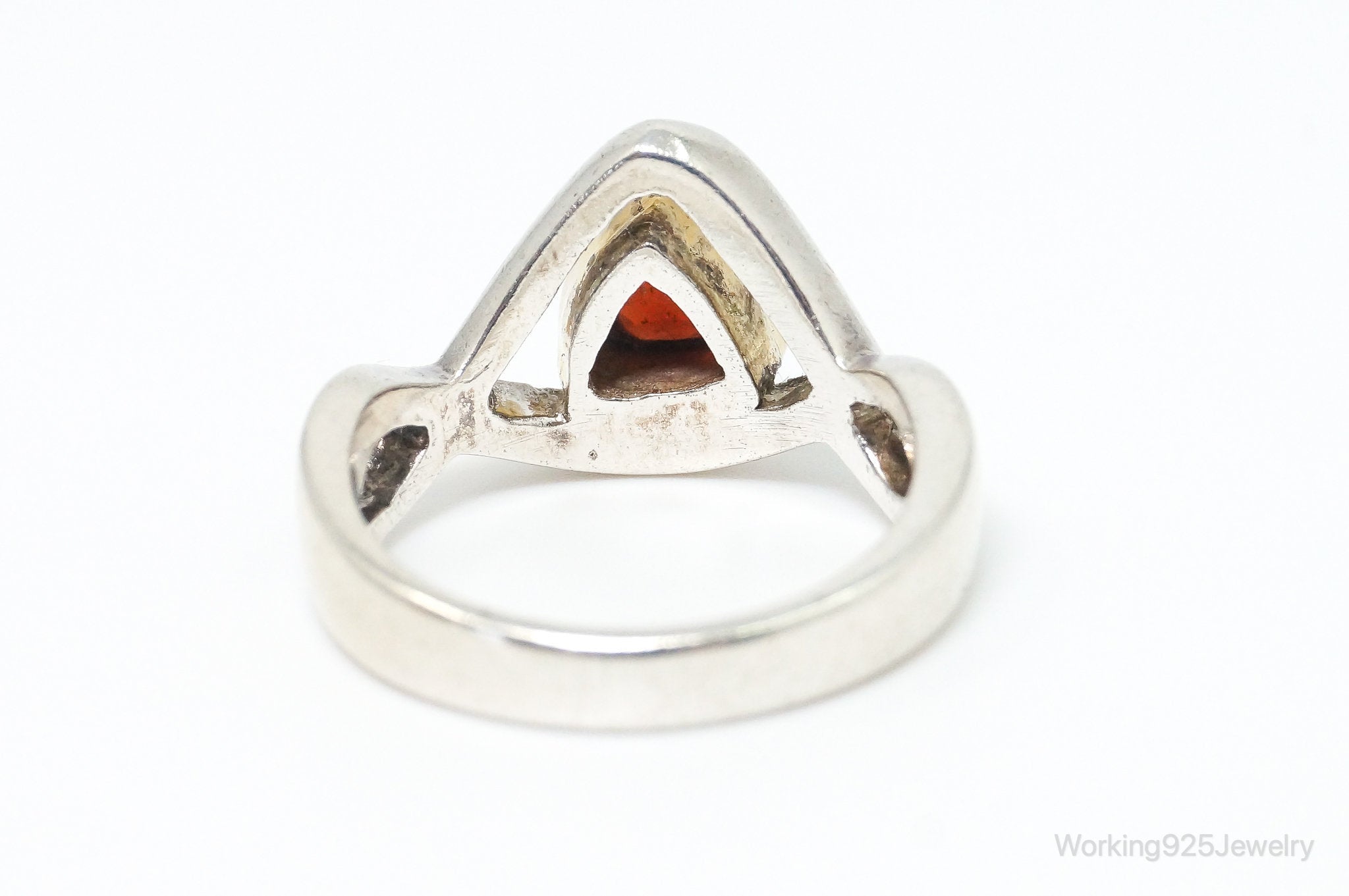 Vintage Art Deco Garnet Gold Vermeil Sterling Silver Ring - Size 5.75