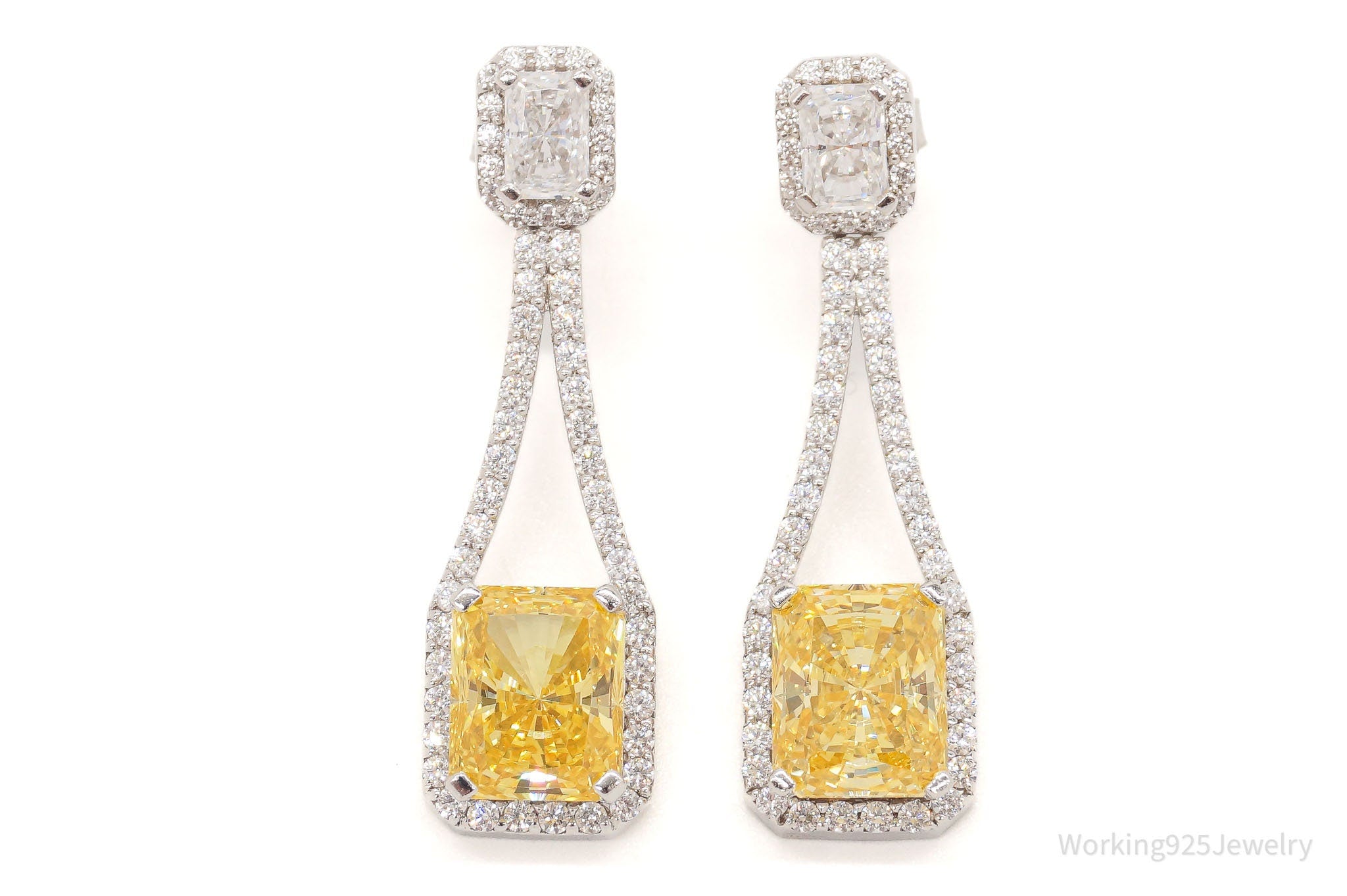 Daniel K Clear & Canary Simulated Diamond Rhodium Finish SterlingSilver Earrings