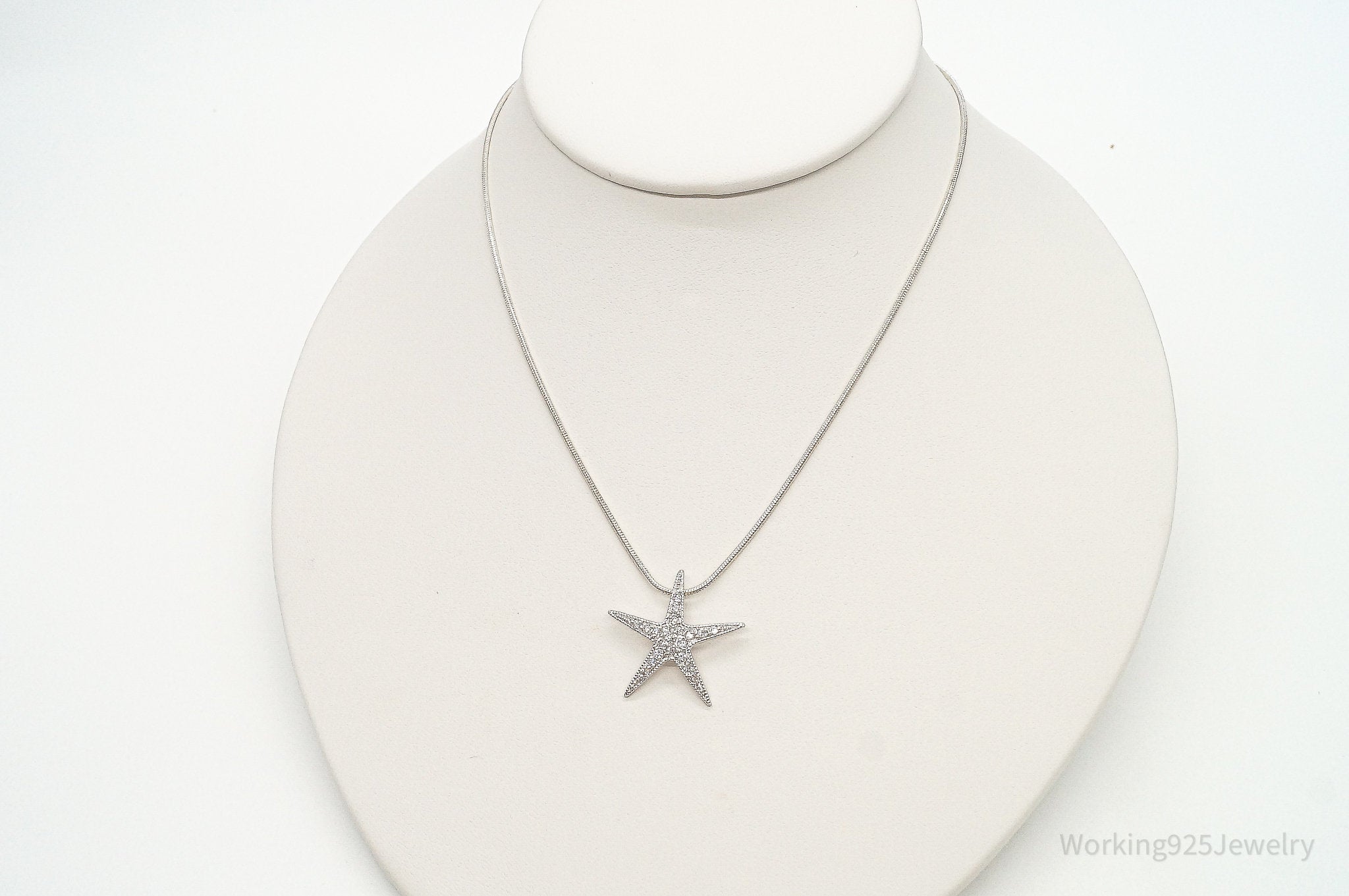 Cubic Zirconia Starfish Sterling Silver Necklace