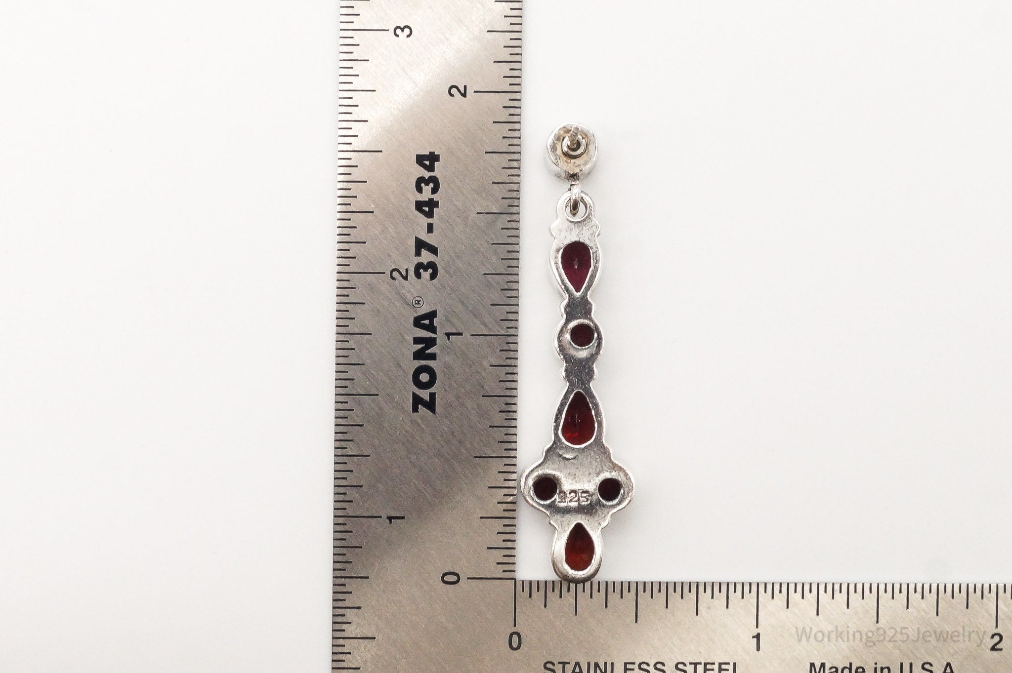 Vintage Garnet Sterling Silver Earrings