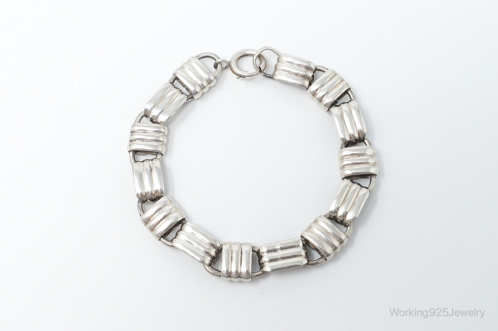 Vintage Designer Napier Modern Large Links Sterling Silver Bracelet