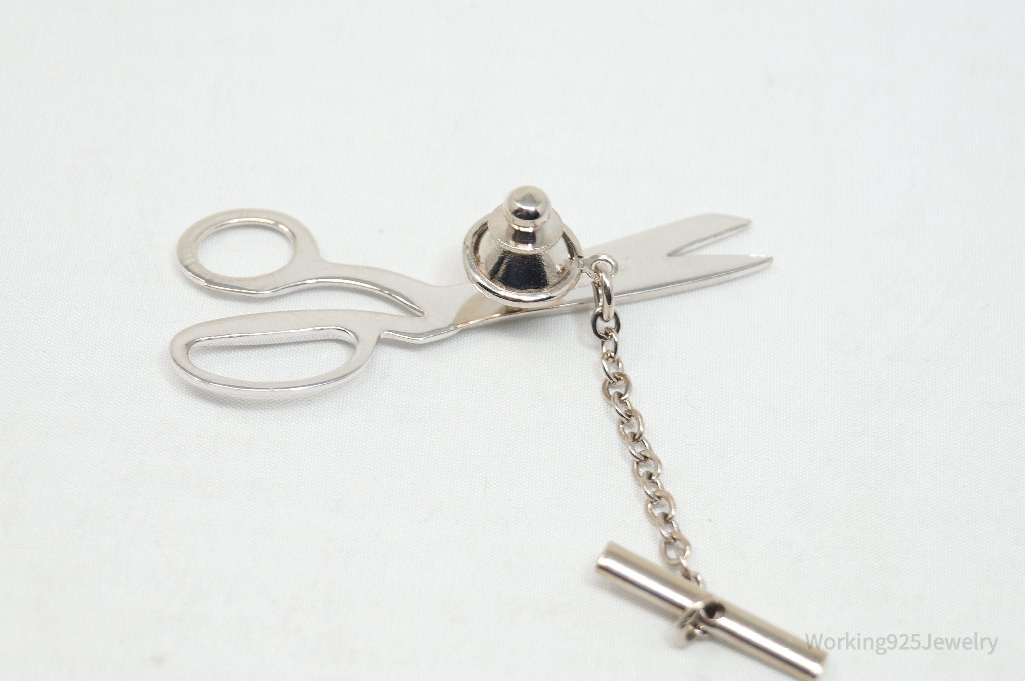 Vintage German Gingher Scissors Chrome Silver Brooch Pin