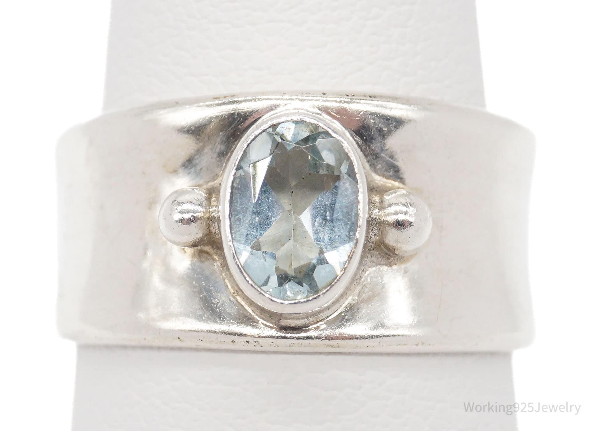 Vintage Blue Topaz Sterling Silver Ring - Size 7.25