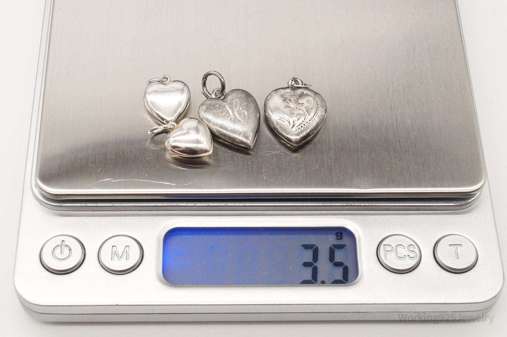 Antique Love Puffy Hearts Sterling Silver Charms Set Lot