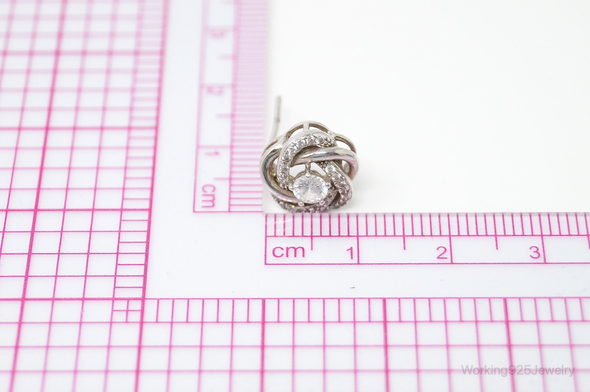 Cubic Zirconia Sterling Silver Stud Post Earrings