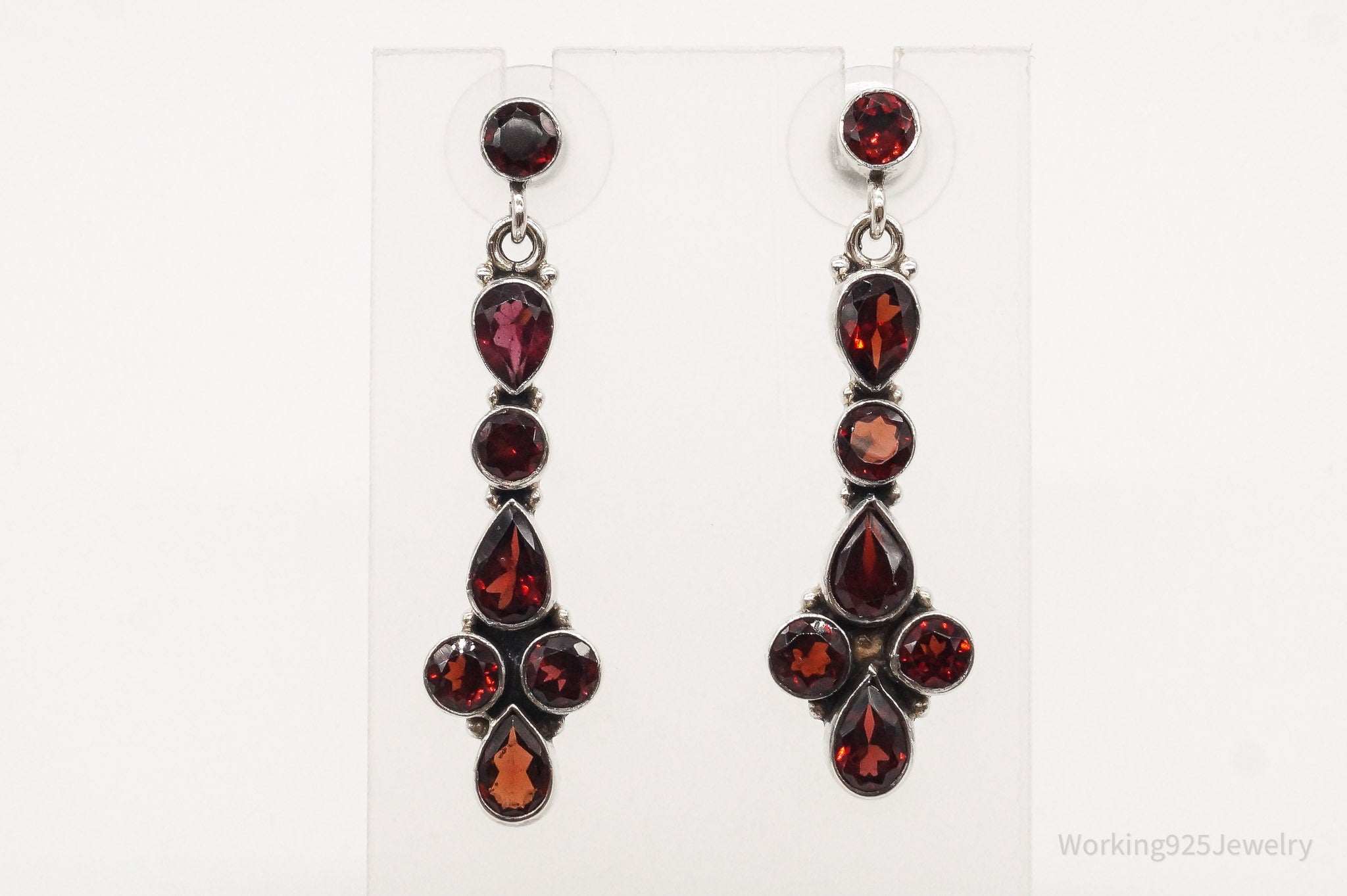 Vintage Garnet Sterling Silver Earrings