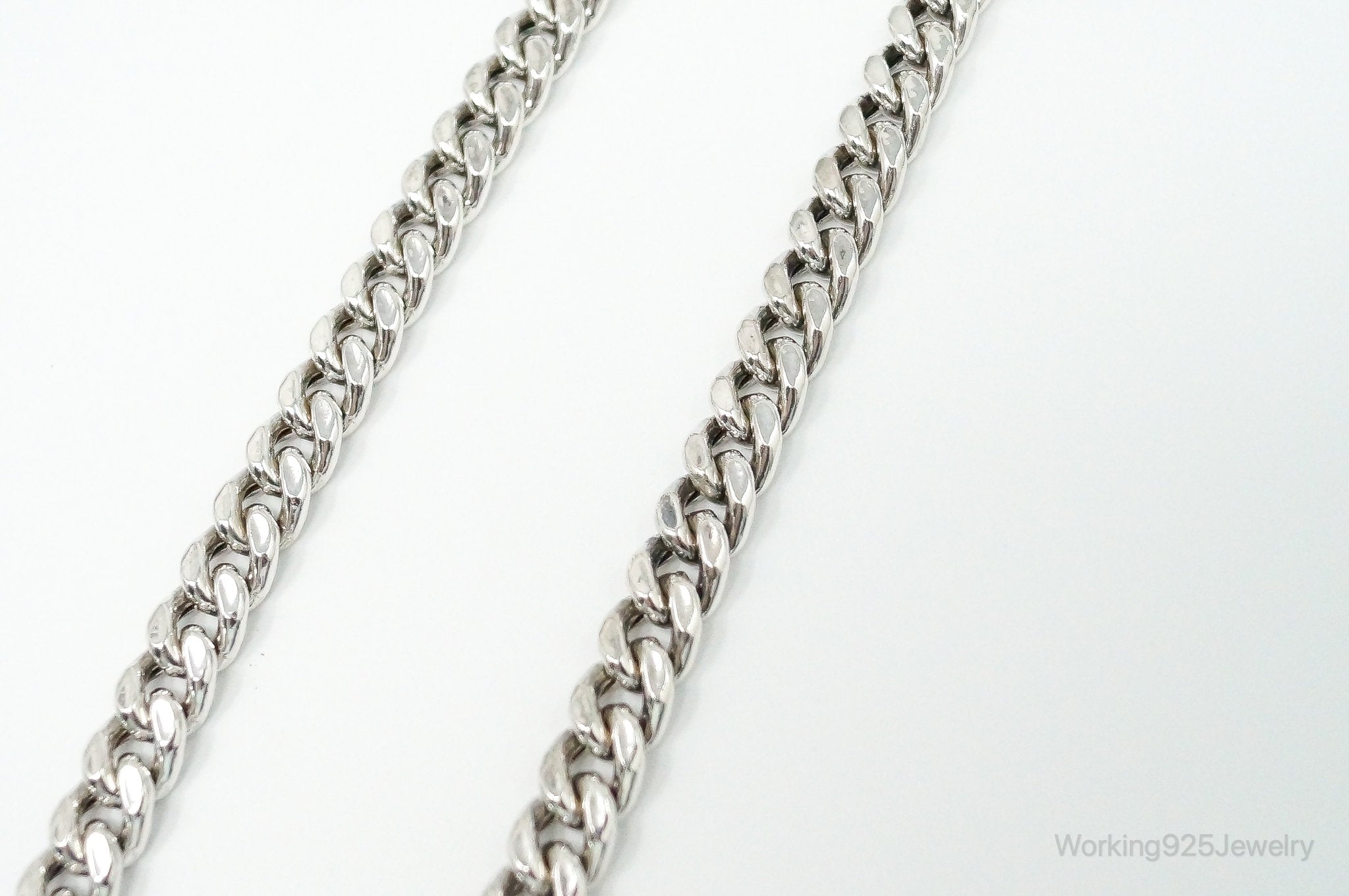 Vintage Big Curb Chain Sterling Silver Necklace