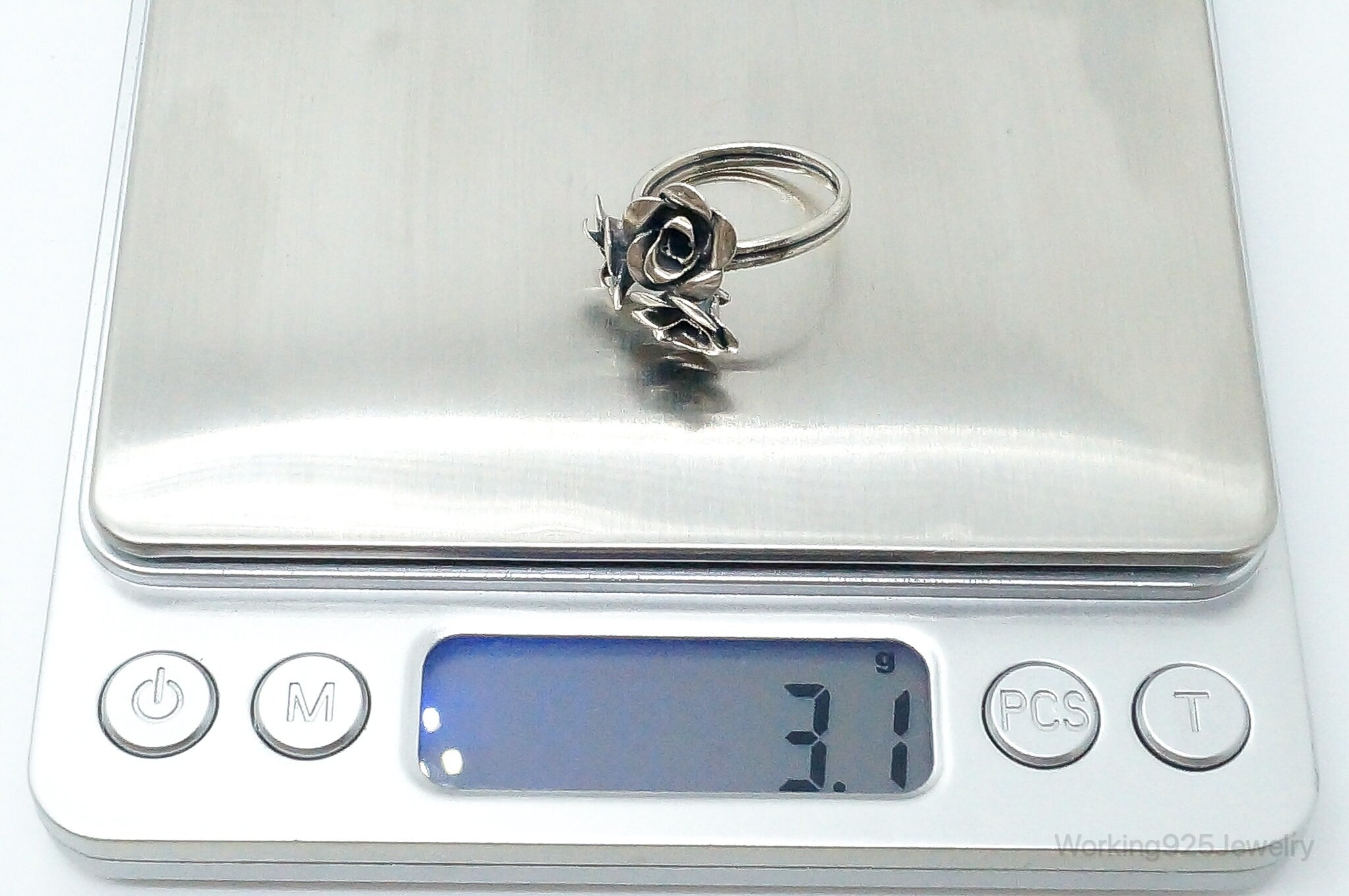 Vintage Beau Flower Bouquet Adjustable Sterling Silver Ring - Size 6.25