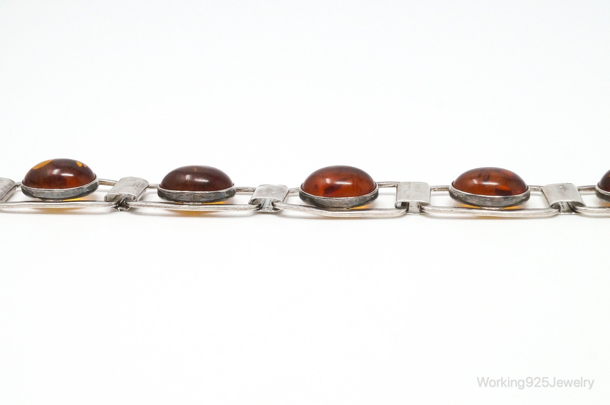 Vintage Graciana Baltic Amber Modernist Sterling Silver Bracelet