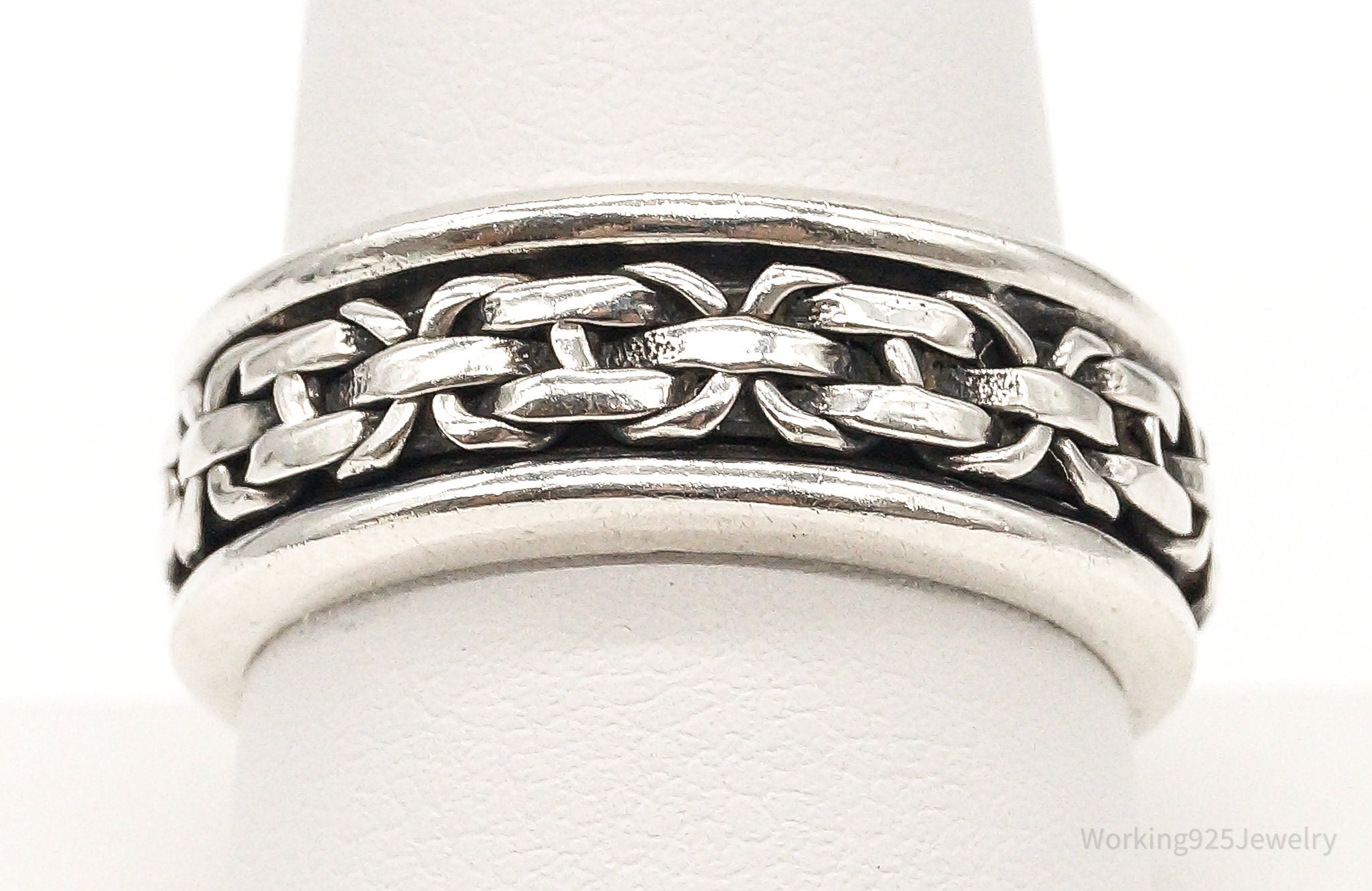 Vintage Chainlink Sterling Silver Spinner Ring - Size 10.25