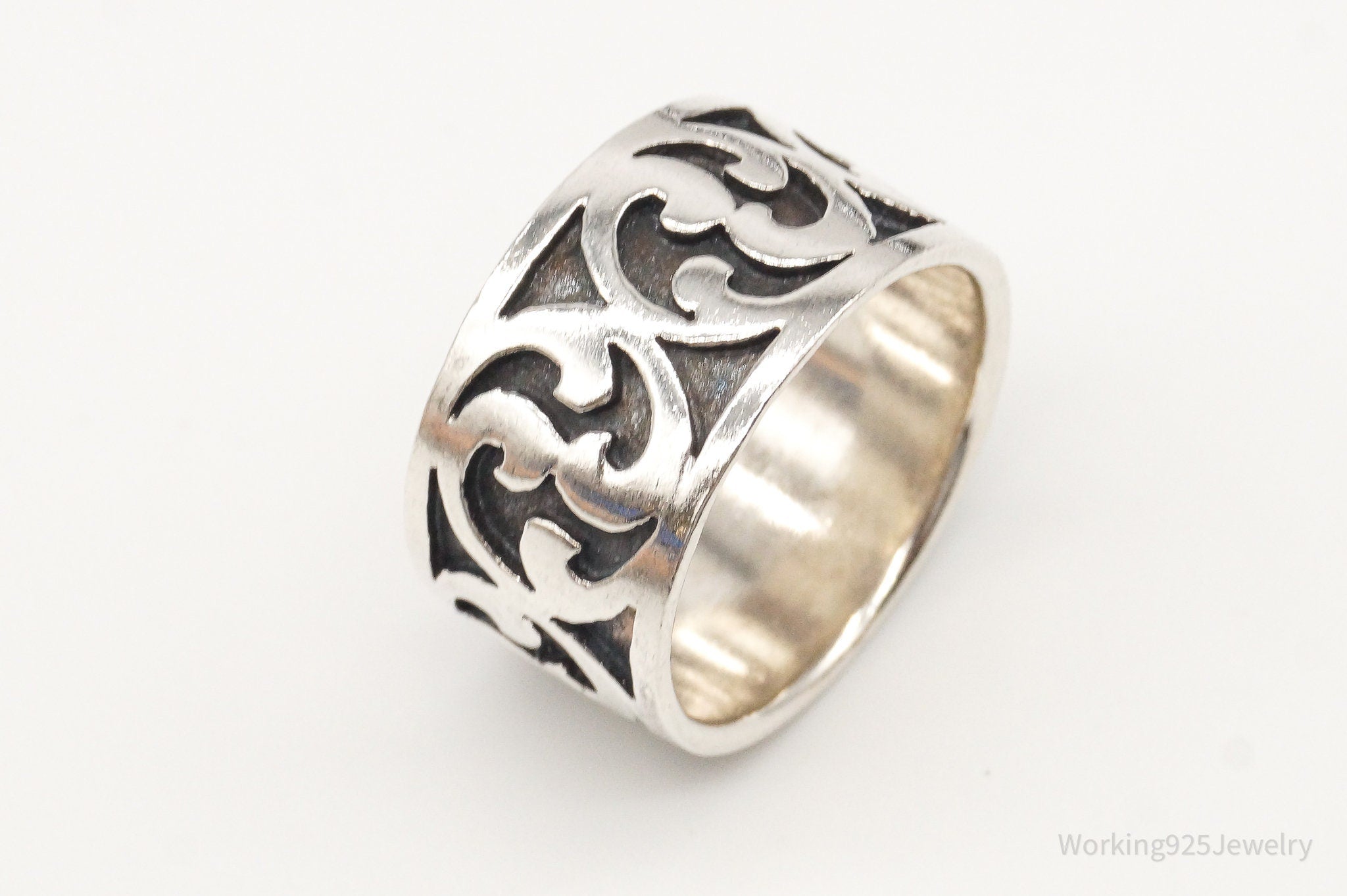 Vintage Celtic Design Sterling Silver Ring - Size 7.25