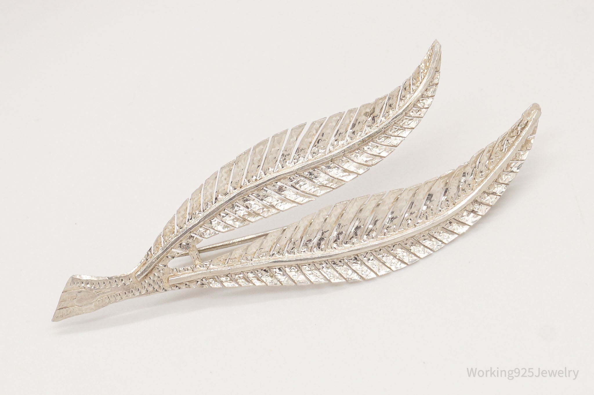 Antique Silver Floral Leaf Brooch Pin