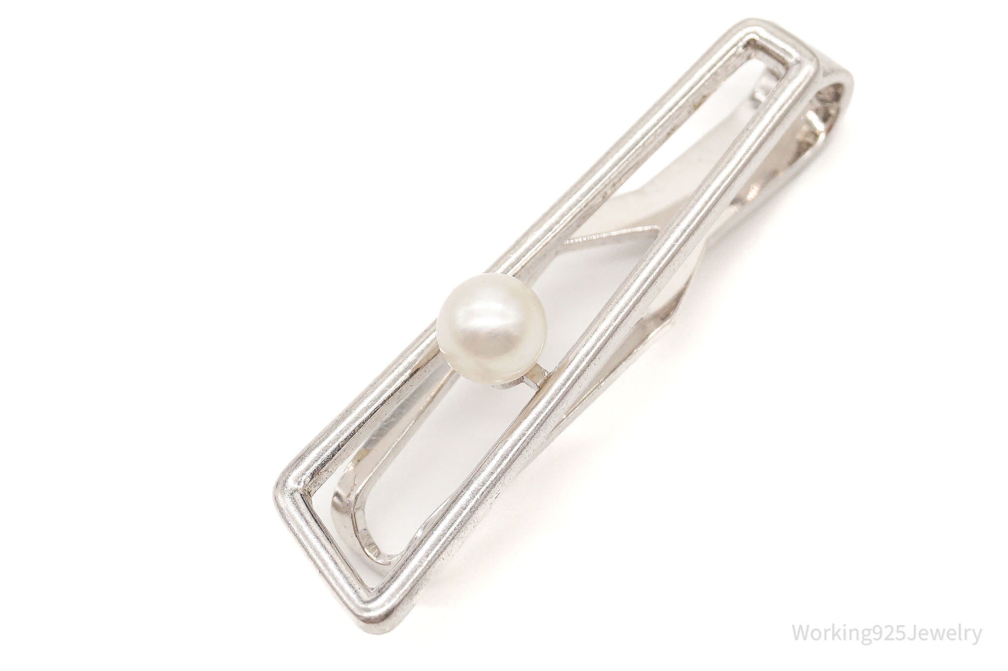 Rare Vintage Authentic Designer Mikimoto Pearl Silver Clip