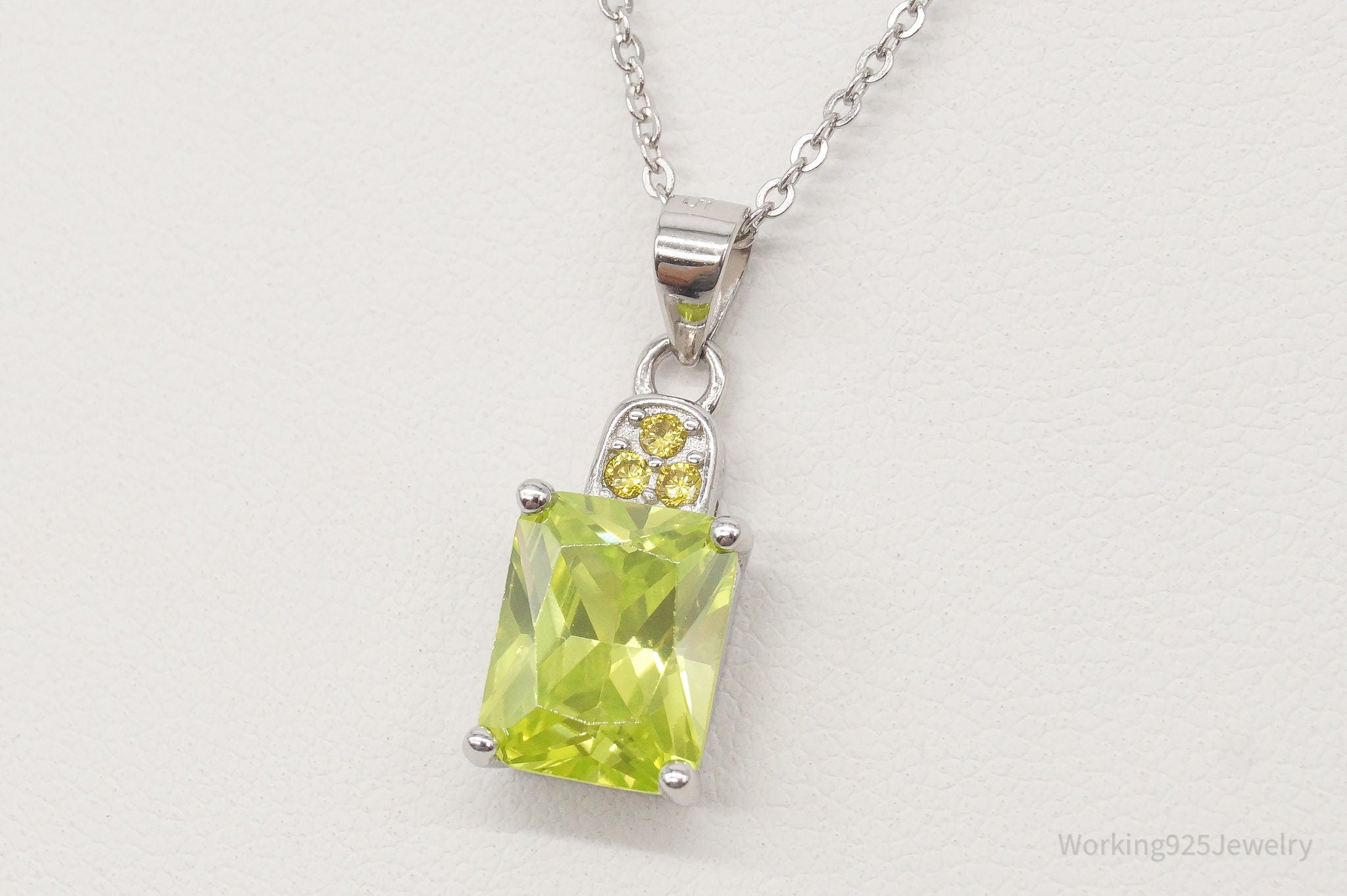 Designer Ryze Lime & Yellow Cubic Zirconia Sterling Silver Necklace