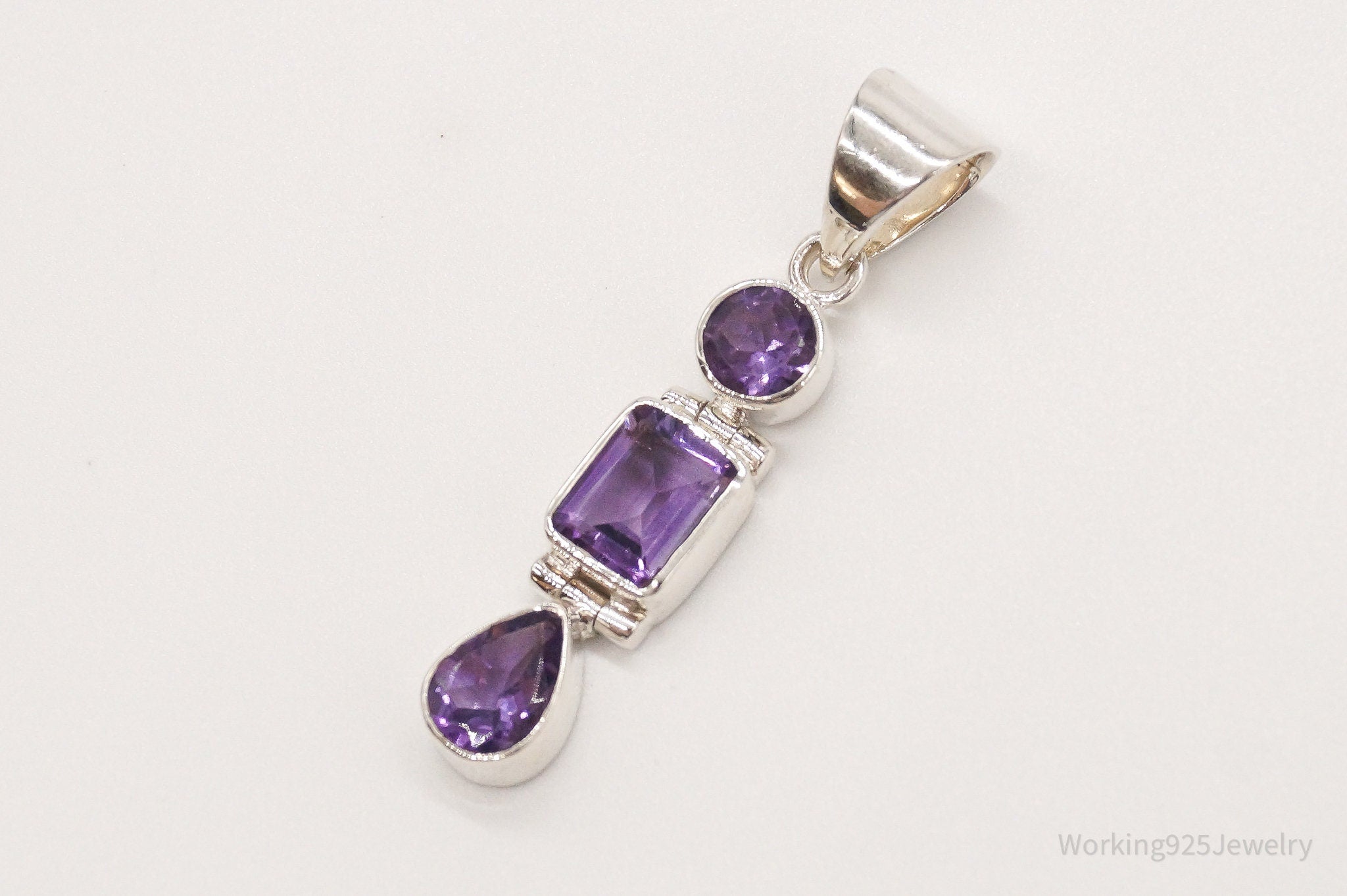 Vintage Designer Aryo Amethyst Sterling Silver Pendant