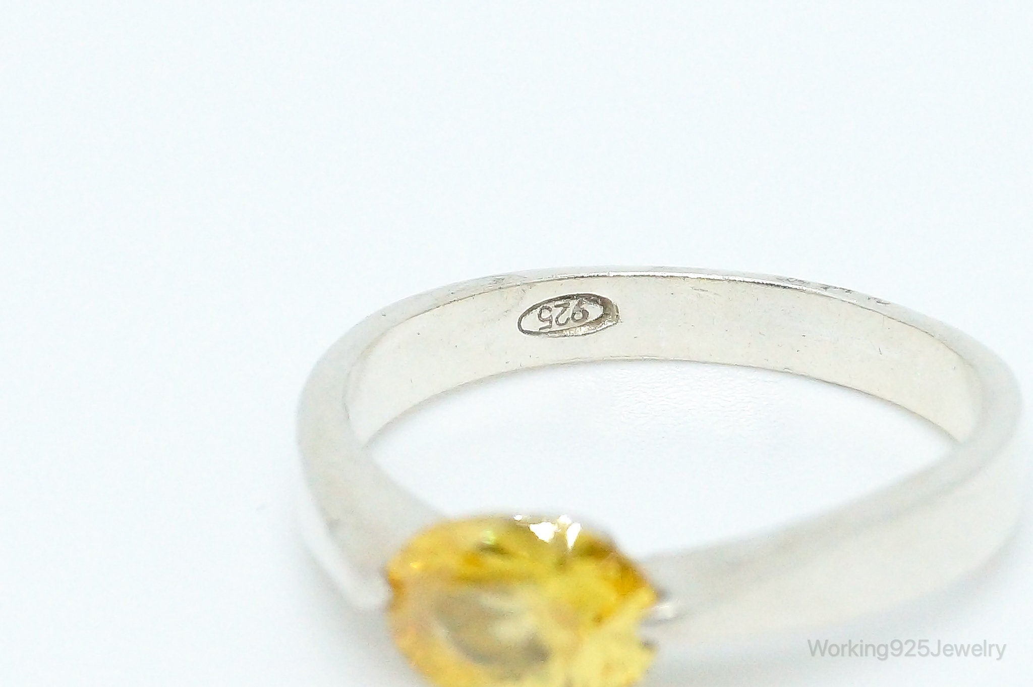 Vintage Citrine Sterling Silver Ring - Size 8.25