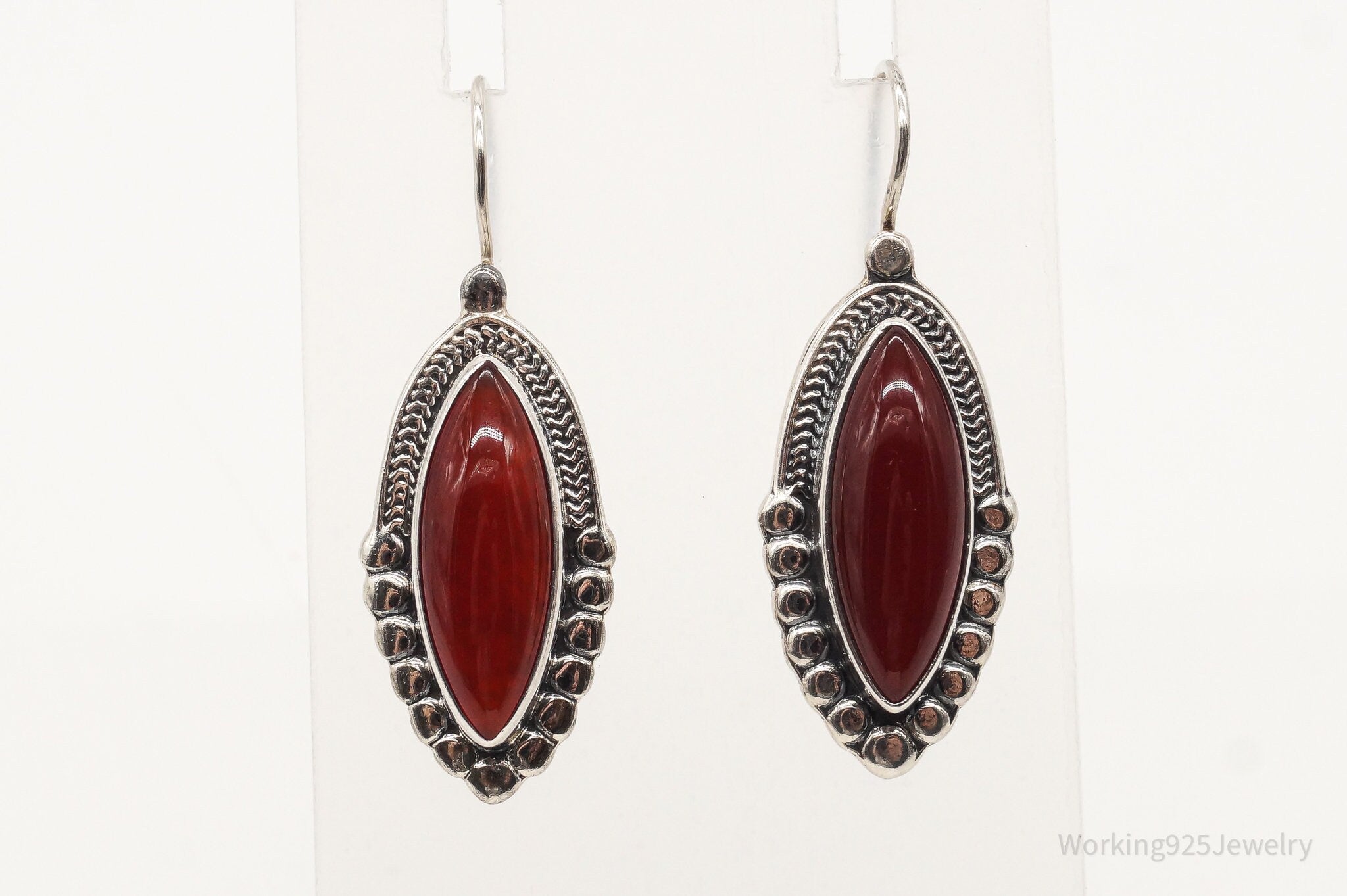 Vintage Carnelian Sterling Silver Dangle Earrings