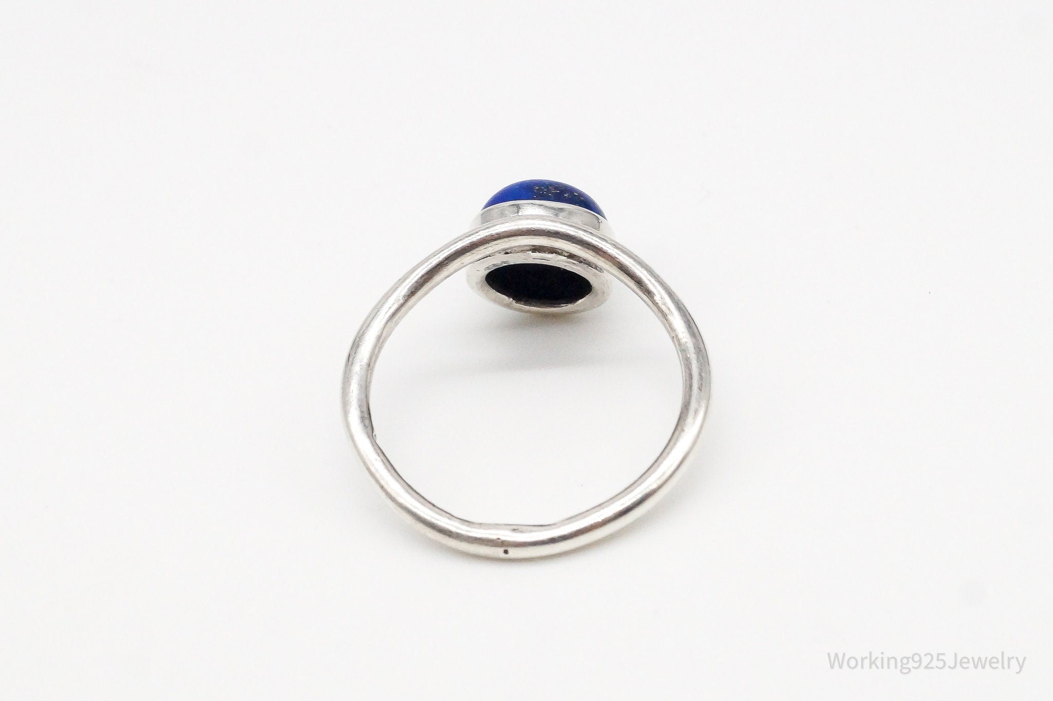 Vintage Blue Lapis Lazuli Sterling Silver Ring - Size 6.5