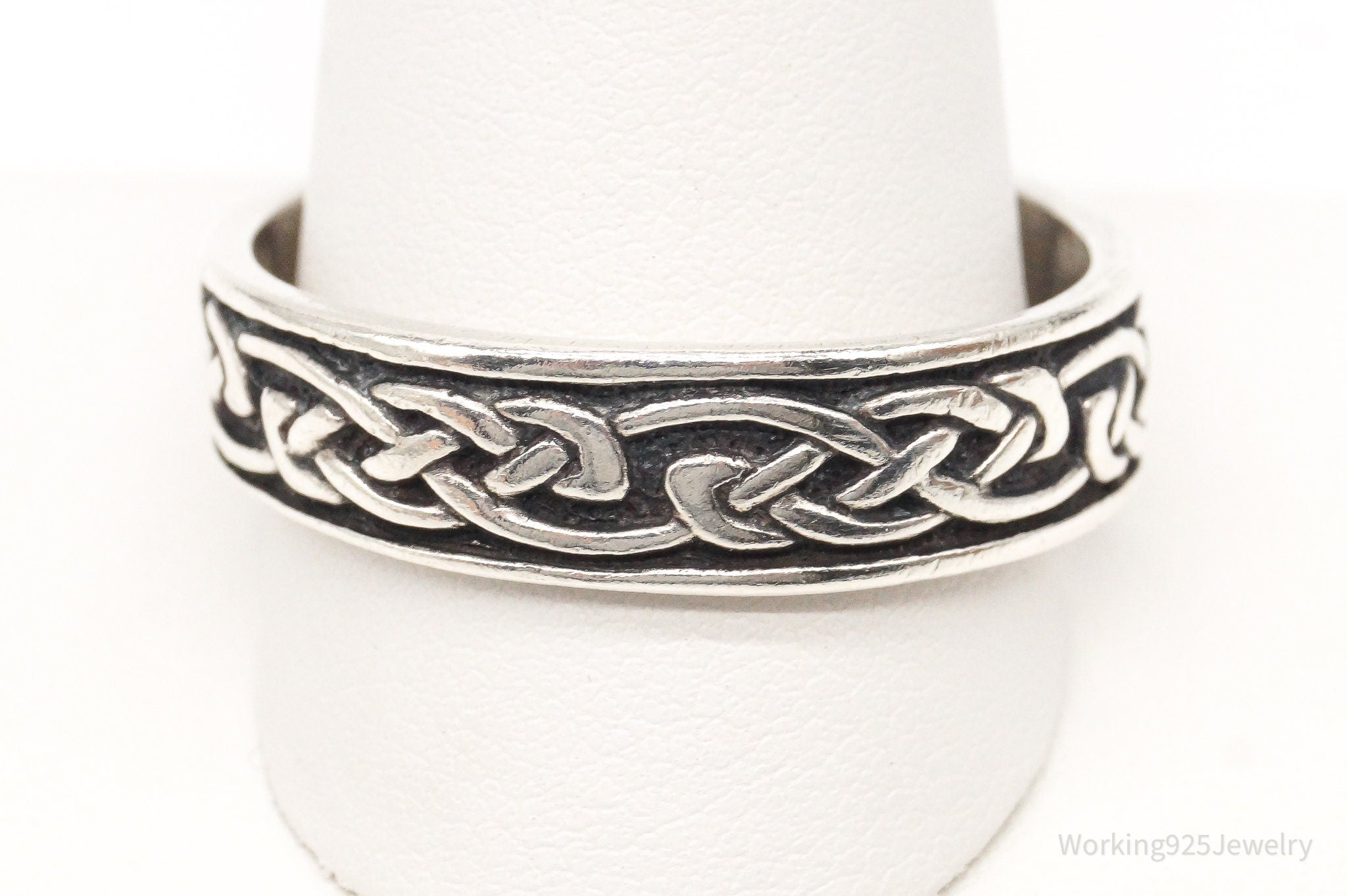 Vintage Designer WMCO Celtic Knot Design Sterling Silver Band Ring - Size 13.75