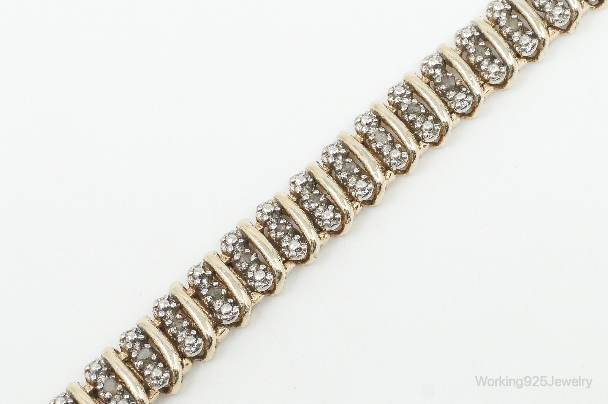 Vintage Designer Diamond Gold Vermeil Sterling Silver Bracelet