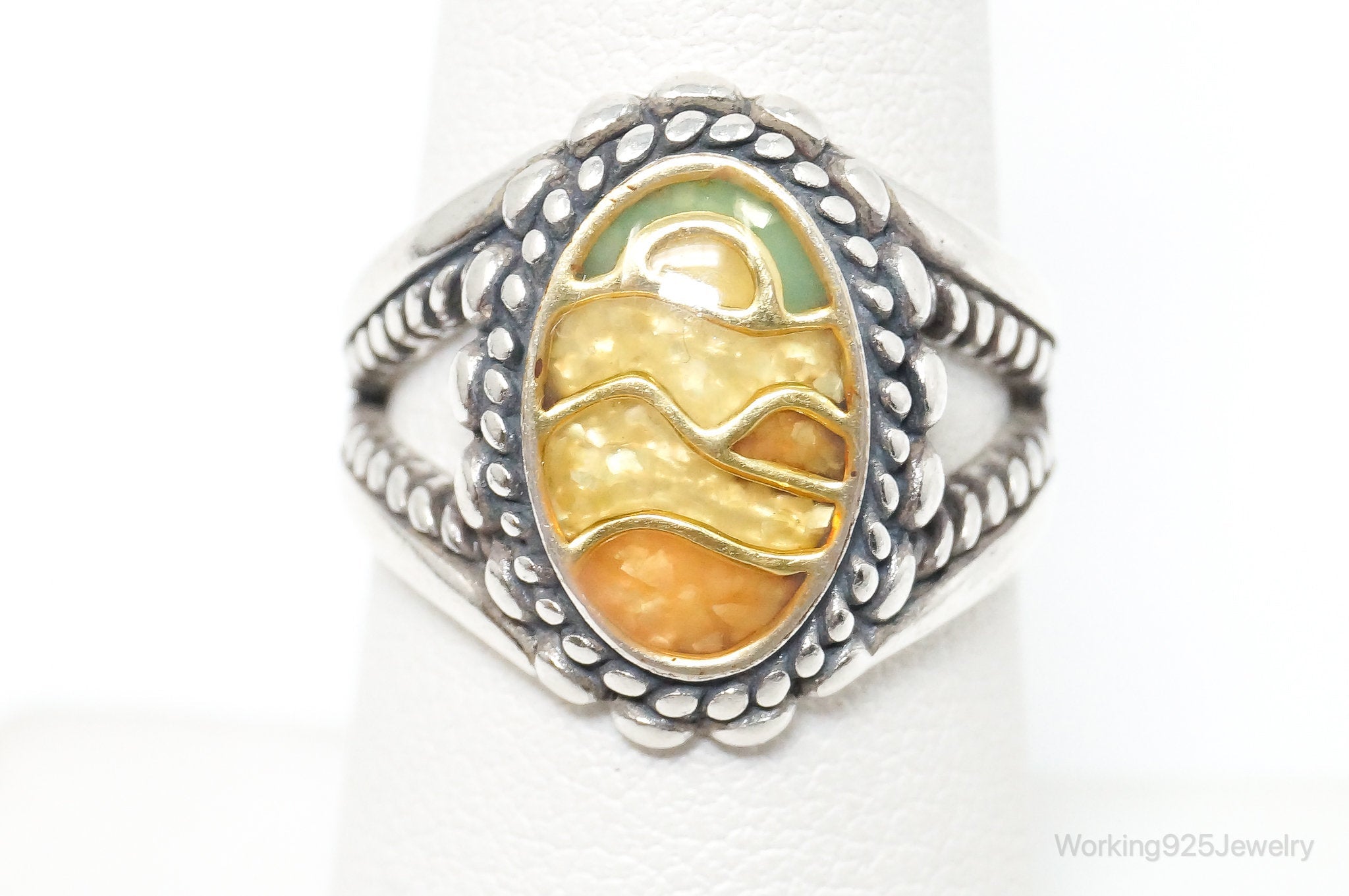 Native Designer Carolyn Pollack Relios Mountain Scene Sterling Silver Ring SZ 7