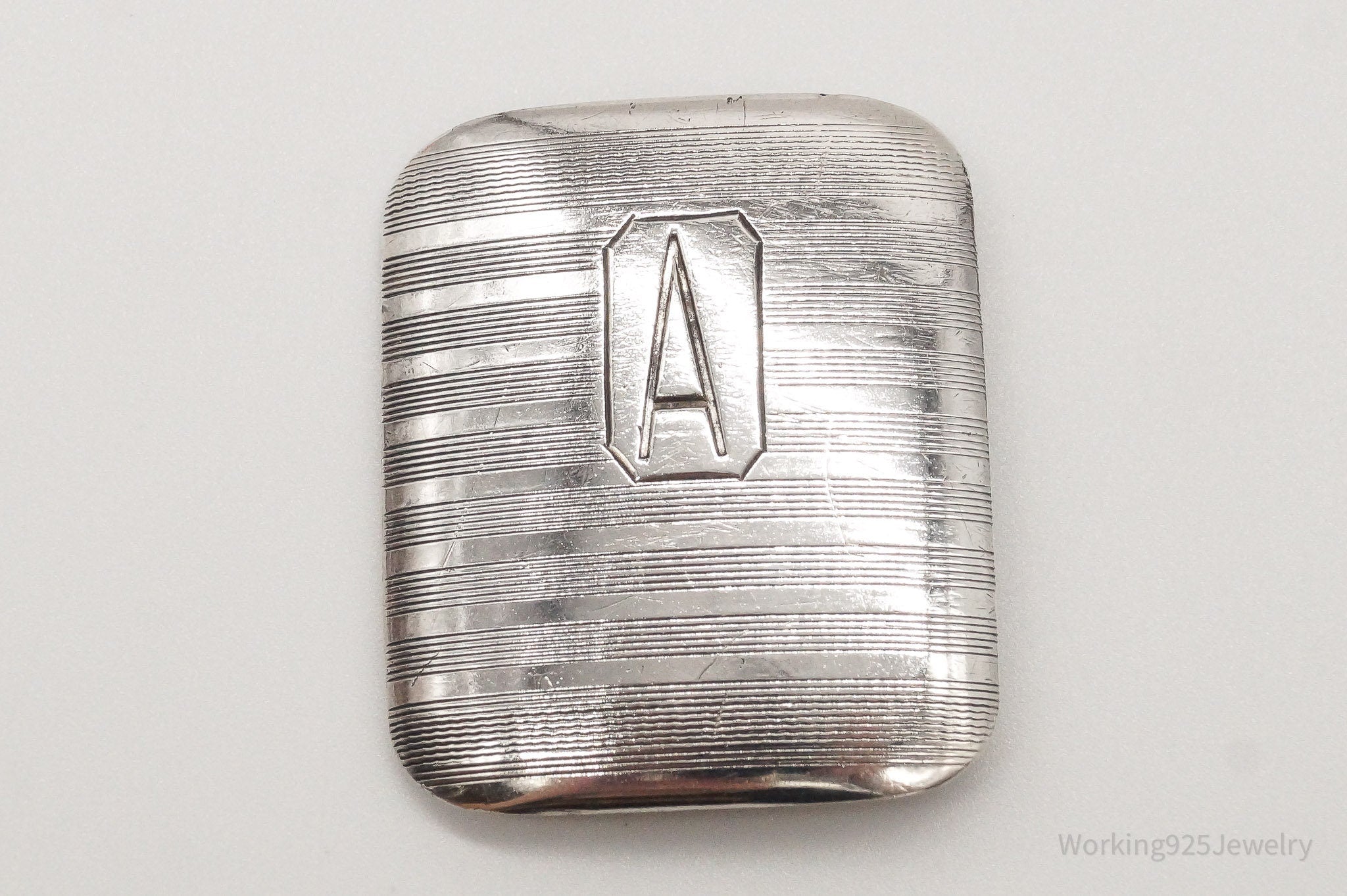 Large Antique "A" Silver Brooch Pin