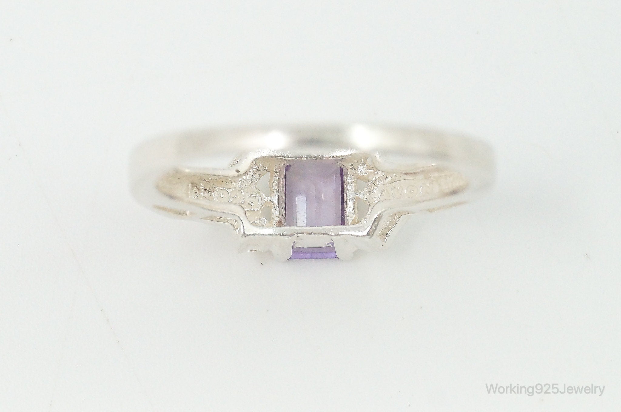 Vintage Avon Amethyst Cubic Zirconia Sterling Silver Band Ring - Size 6