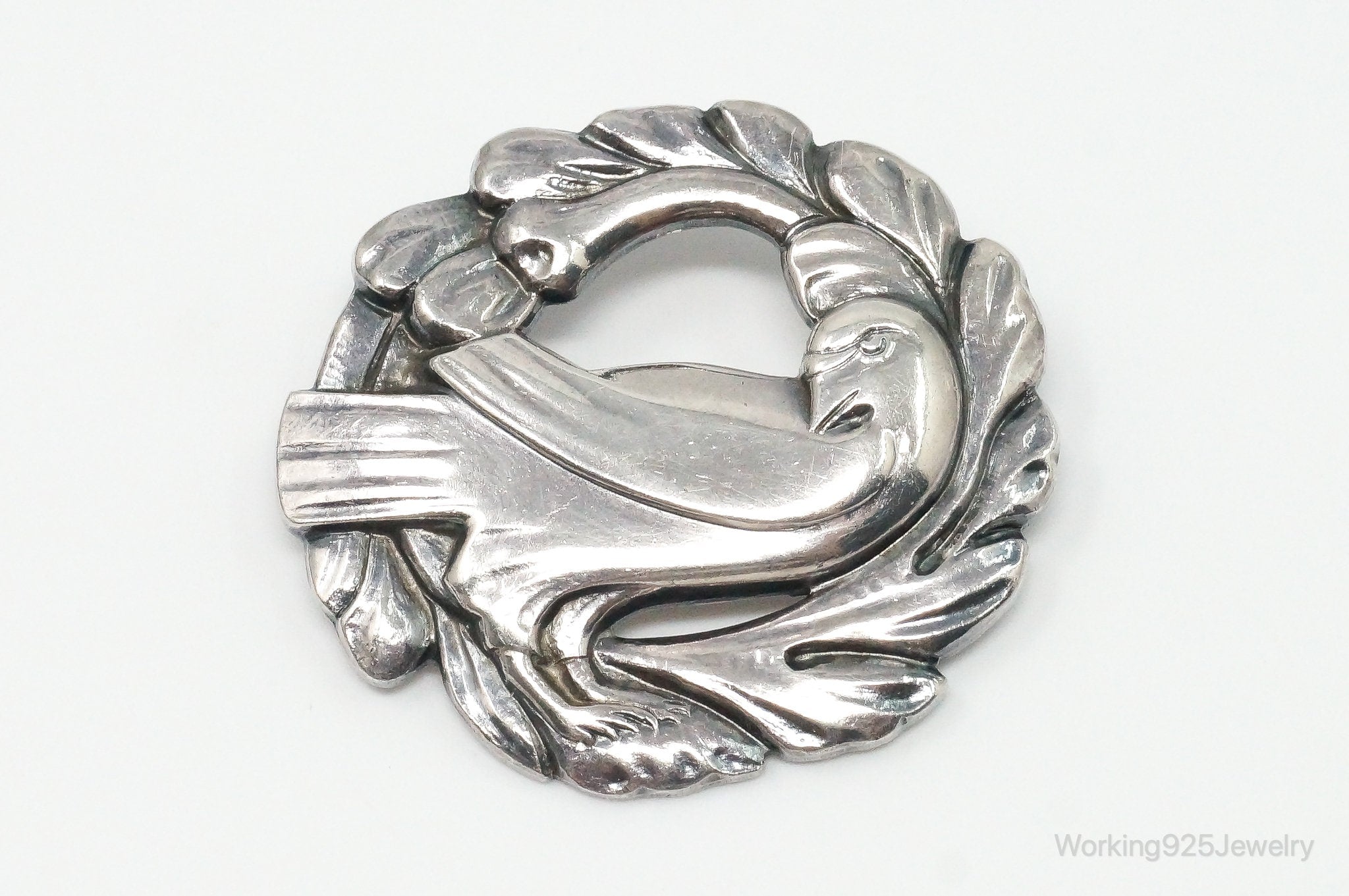 Antique Bird Sterling Silver Brooch Pin