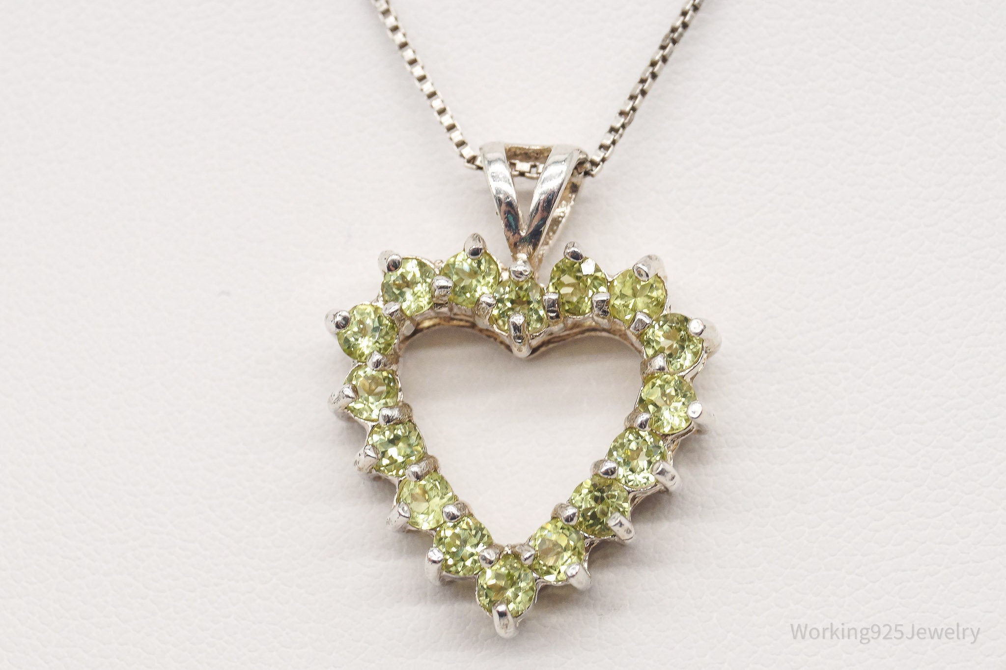 Vintage Designer DBJ Heart Peridot Sterling Silver Necklace