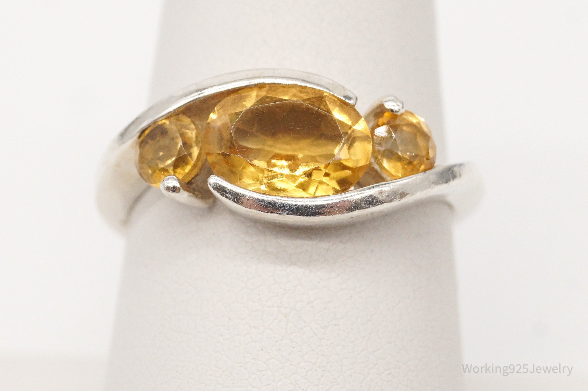 Vintage Citrine Sterling Silver Ring - Size 7.5