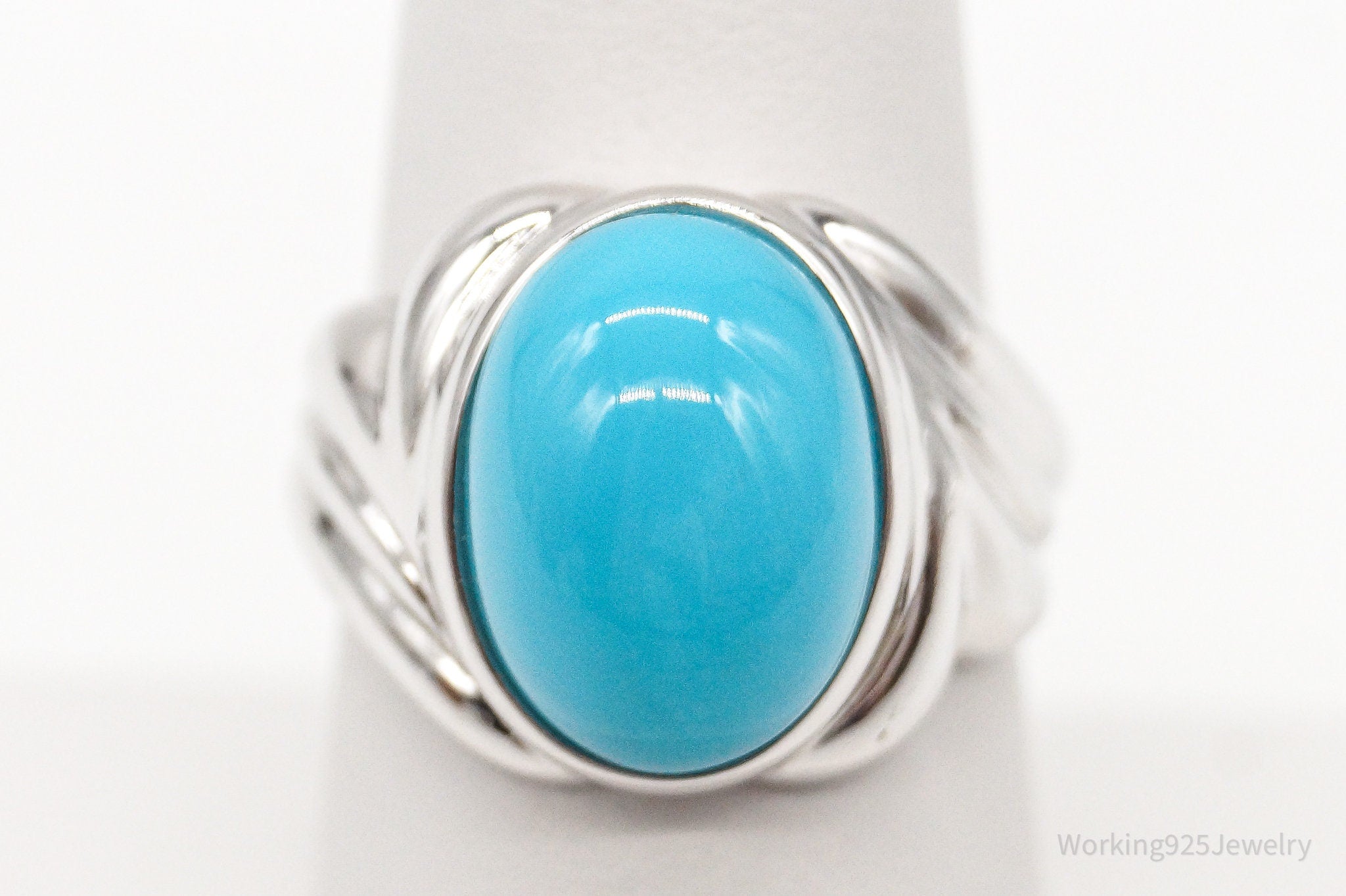 Designer JS Turquoise Sterling Silver Ring - Size 7