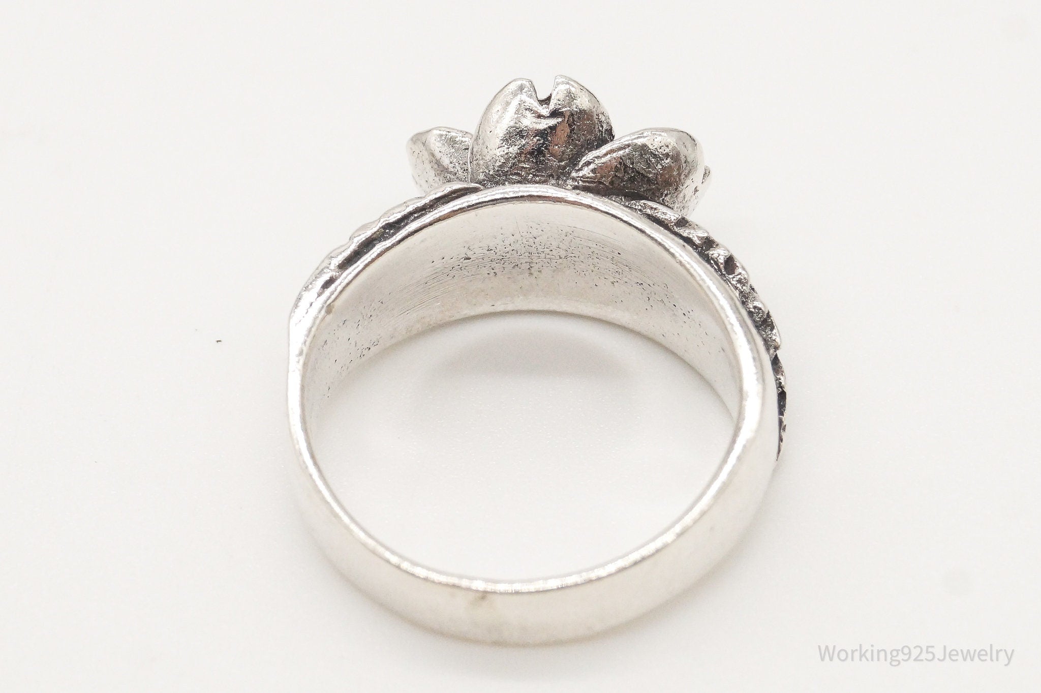 Vintage Flower Sterling Silver Ring - Size 4.75