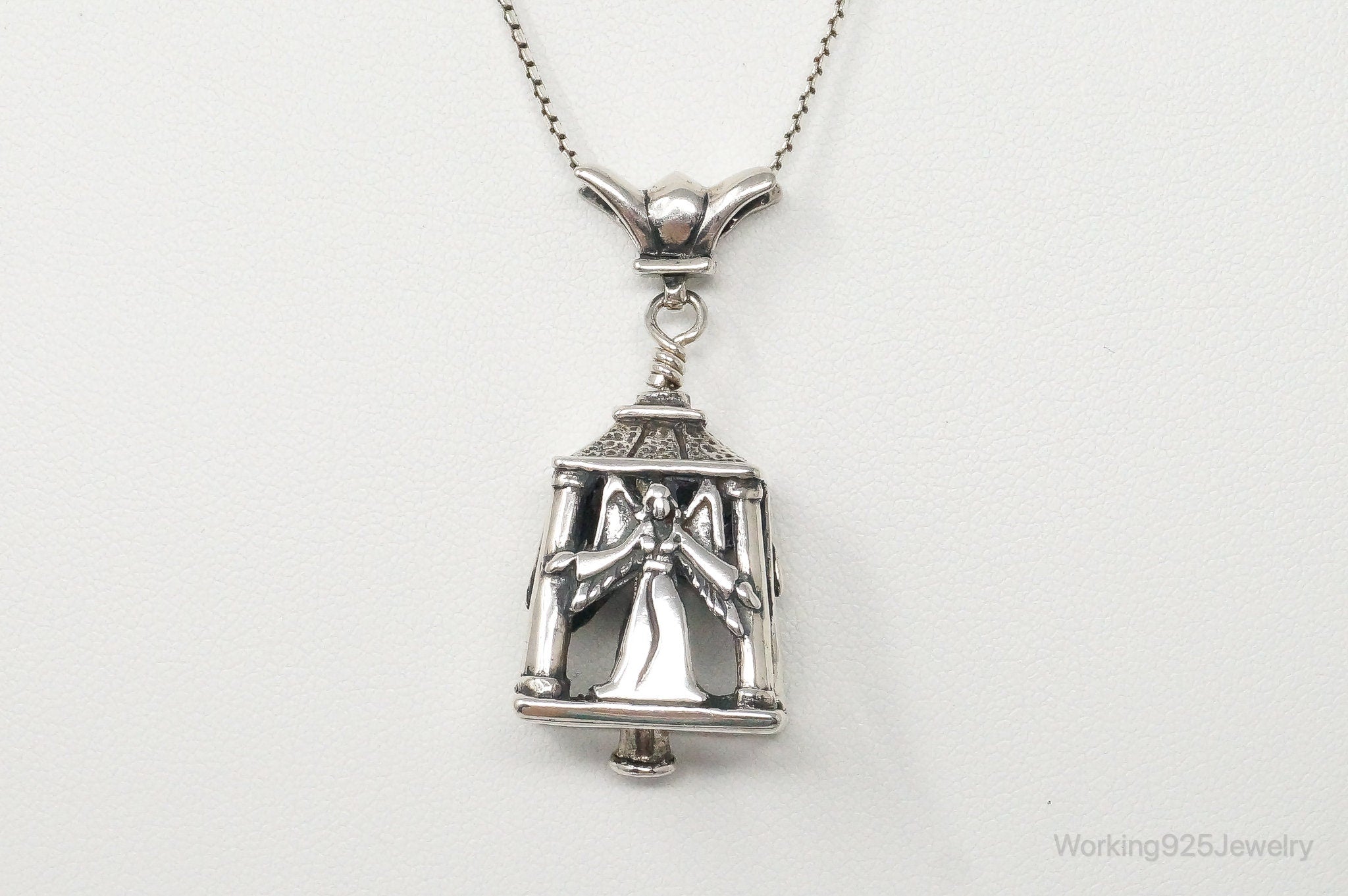 Four Sided Angel Bell Sterling Silver Necklace