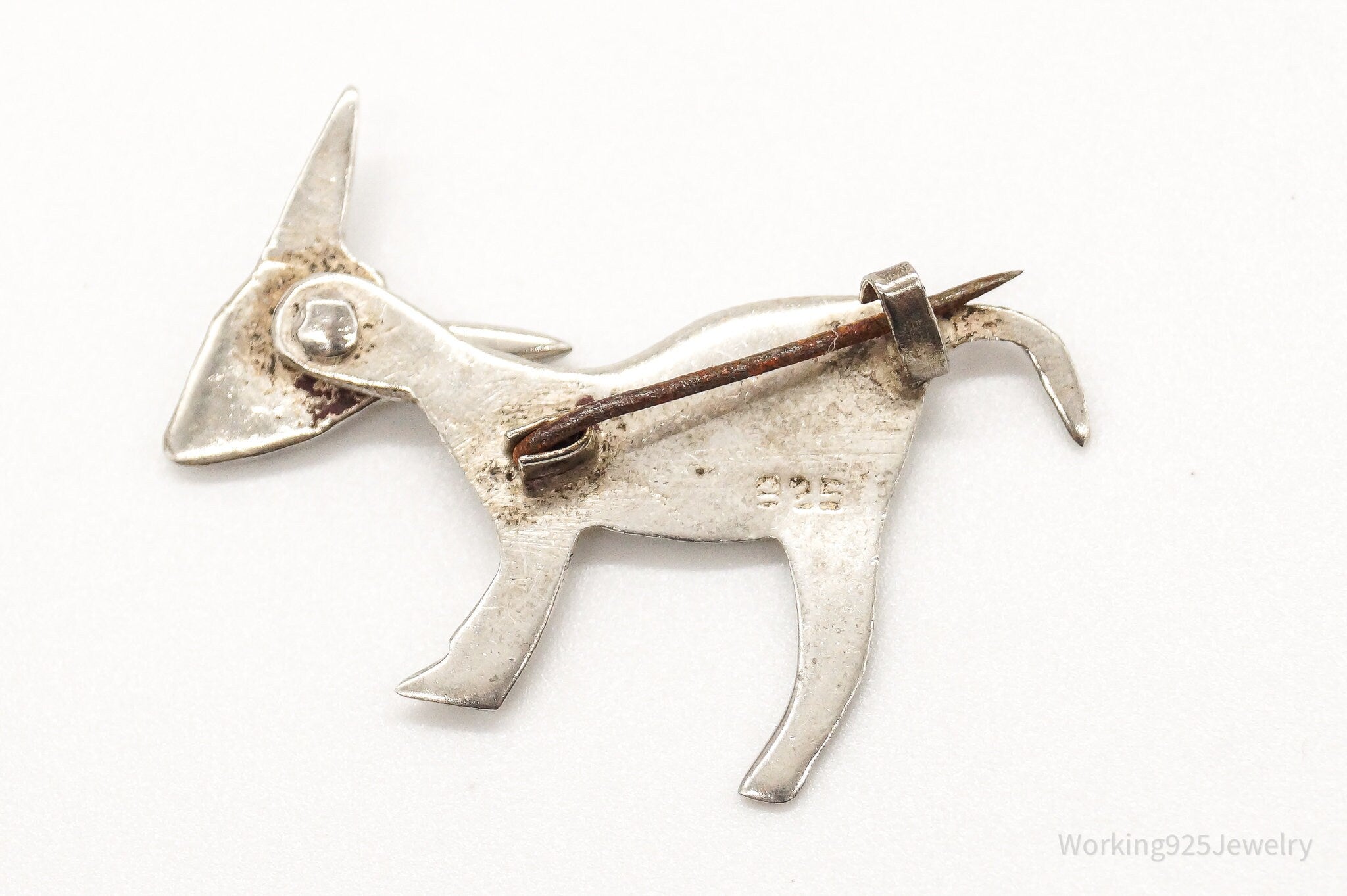 Antique Mechanical Donkey Sterling Silver Brooch Pin