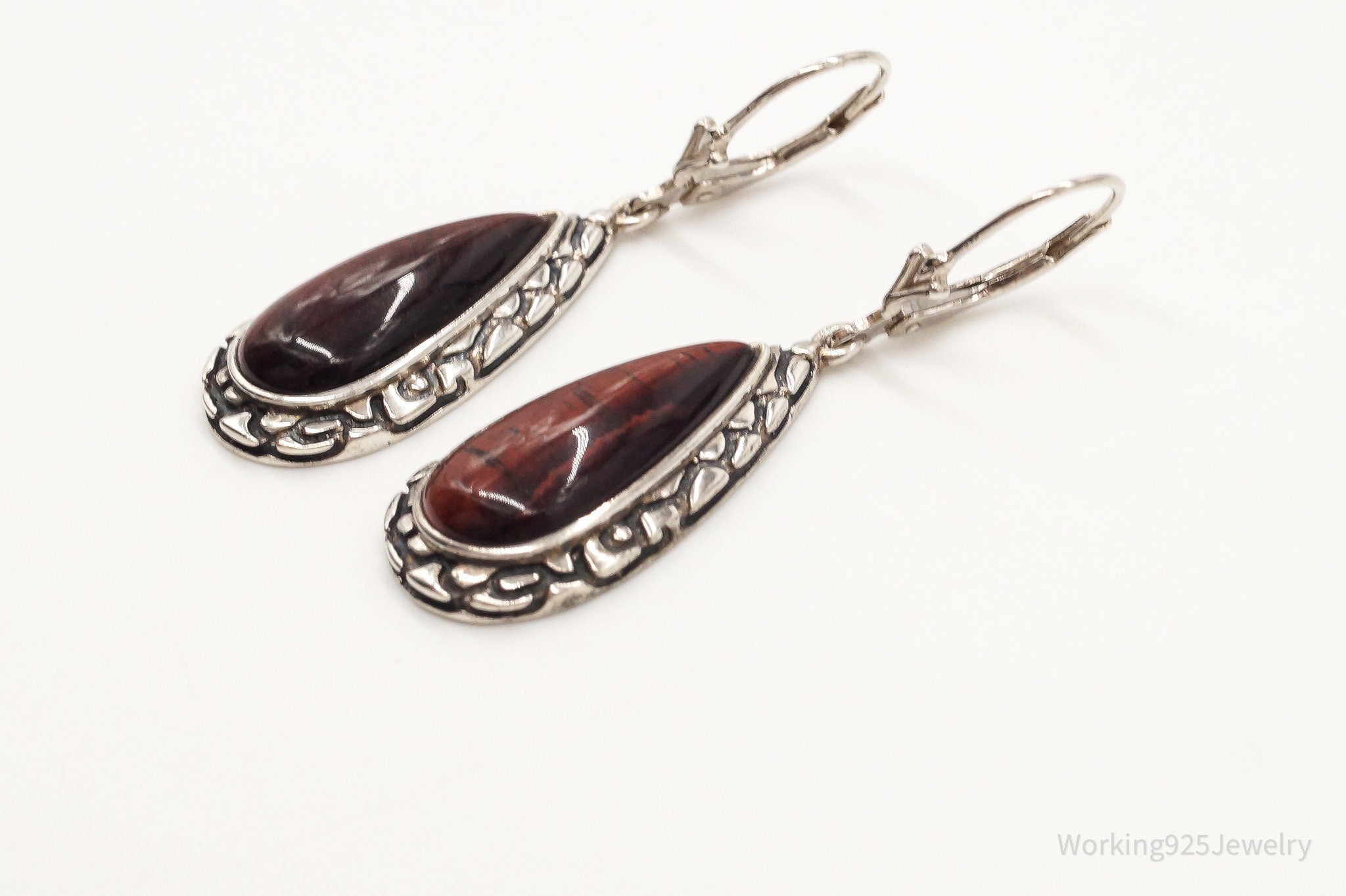 Designer Whitney Kelly WK Red Tigers Eye Sterling Silver Earrings