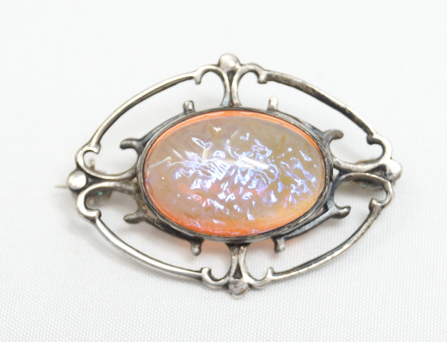 Antique Art Nouveau Wing Sterling Silver Brooch Pin