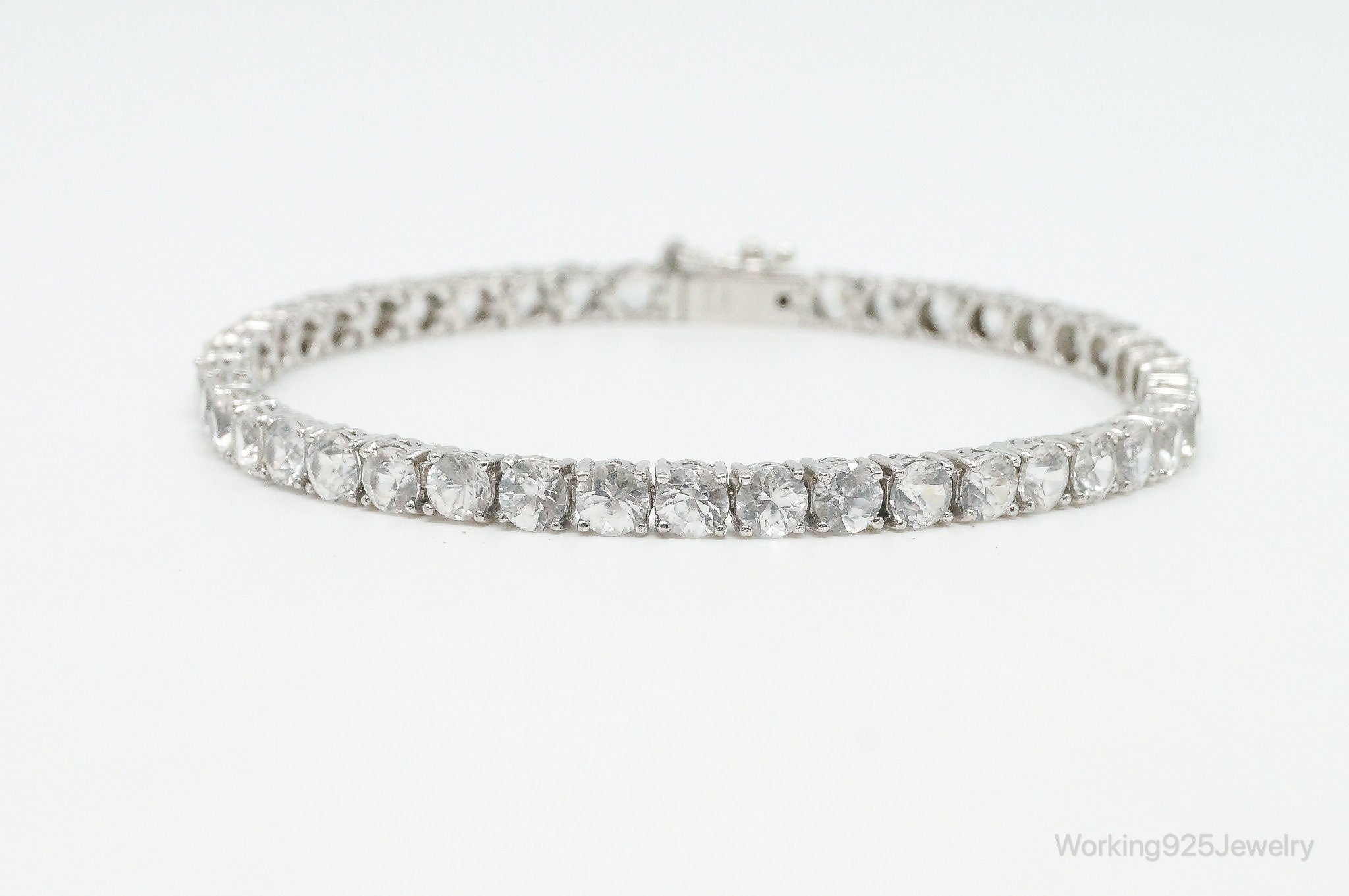 Vintage Designer PJC Classic Cubic Zirconia Sterling Silver Tennis Bracelet